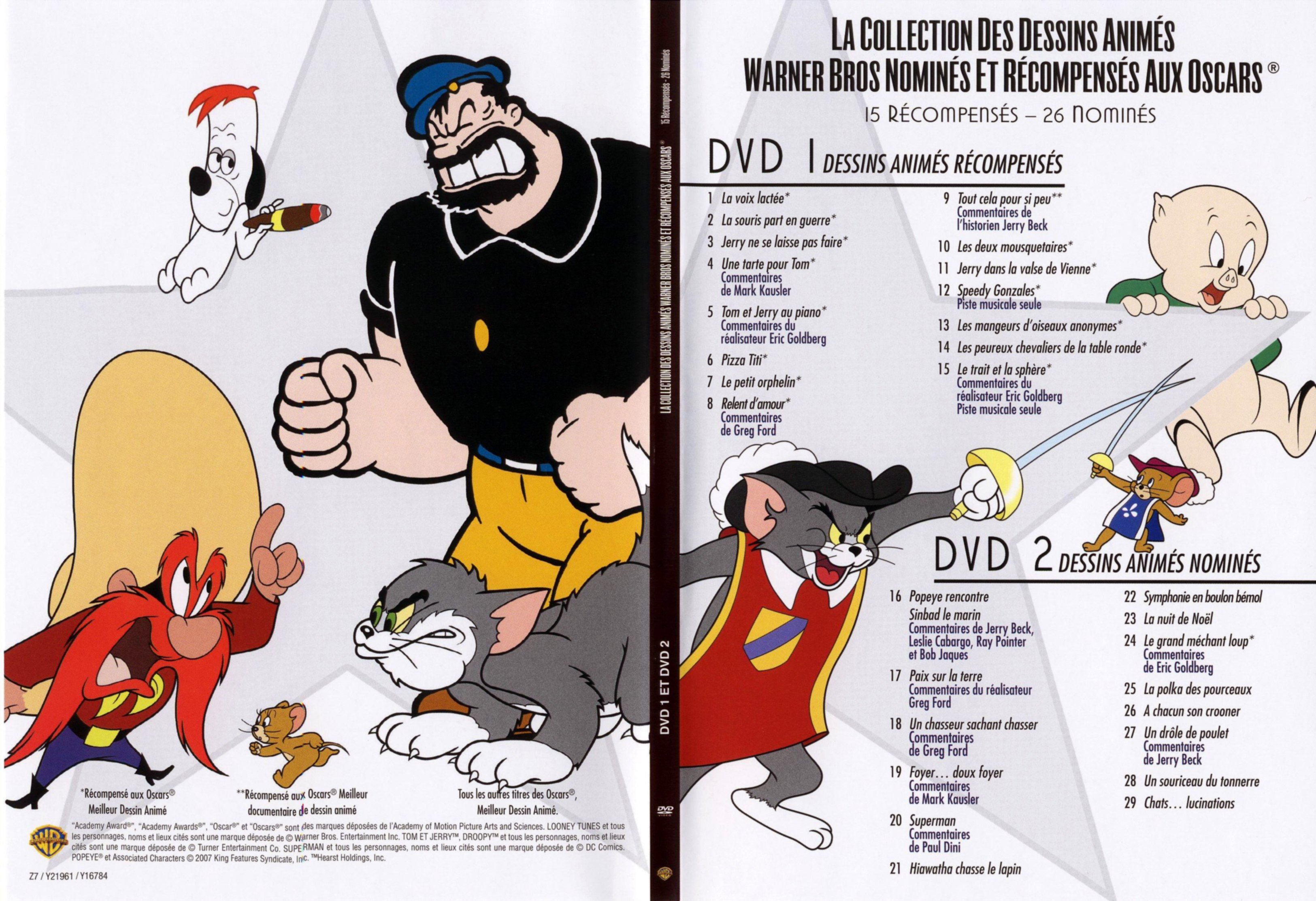 Jaquette DVD La collection des dessins anims Warner Bros nomins et rcompenss aux Oscars vol 1