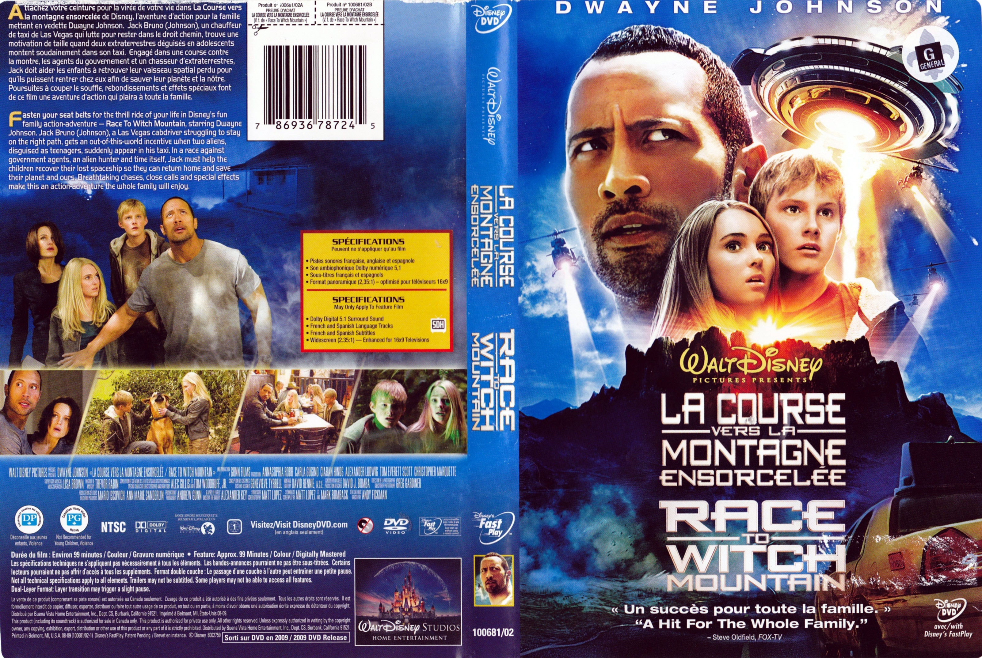 Jaquette DVD La course vers la montagne ensorcelle - Race to witch mountain (Canadienne)