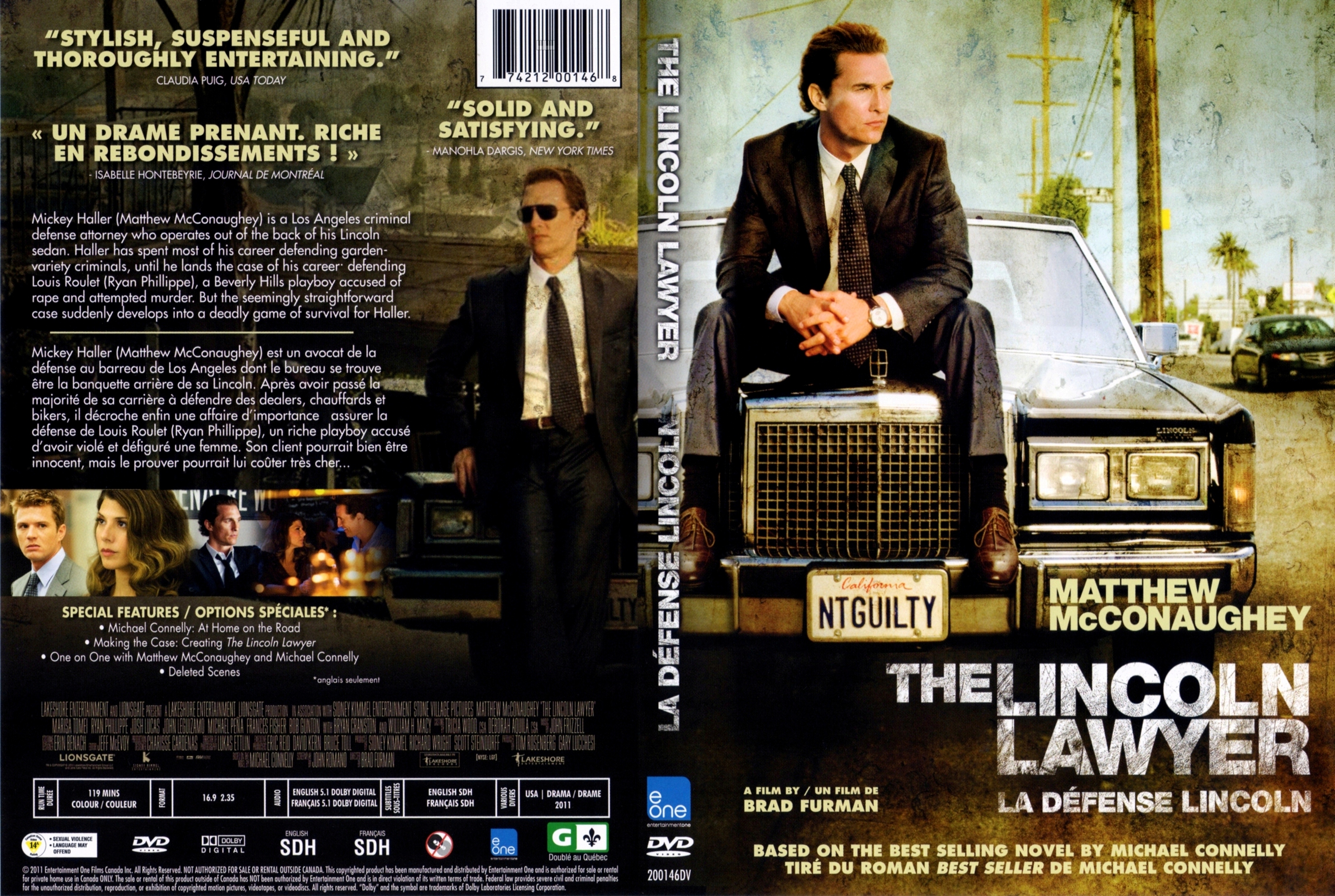 Jaquette DVD La dfense Lincoln - The lincoln lawyer (Canadienne)