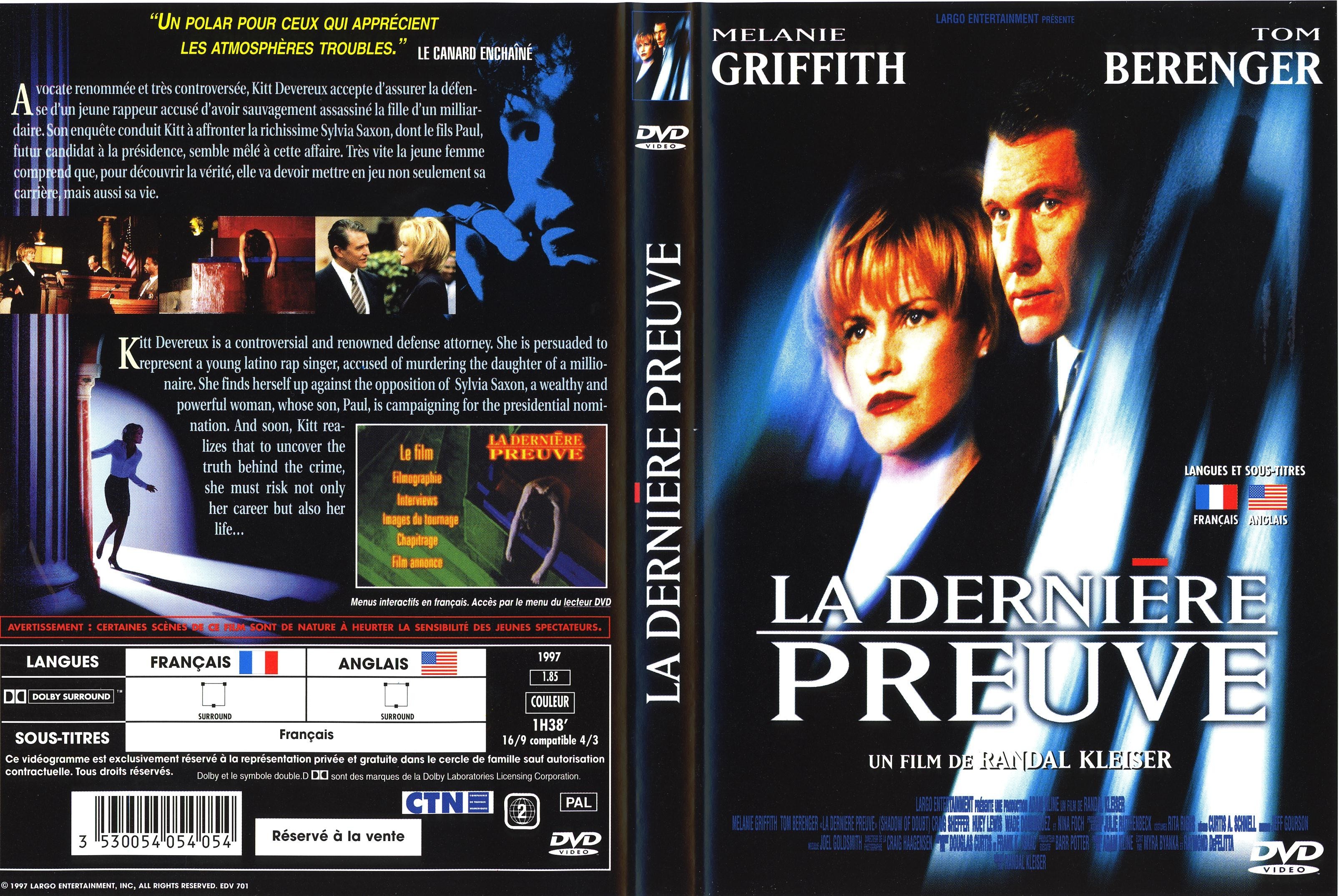 Jaquette DVD La derniere preuve