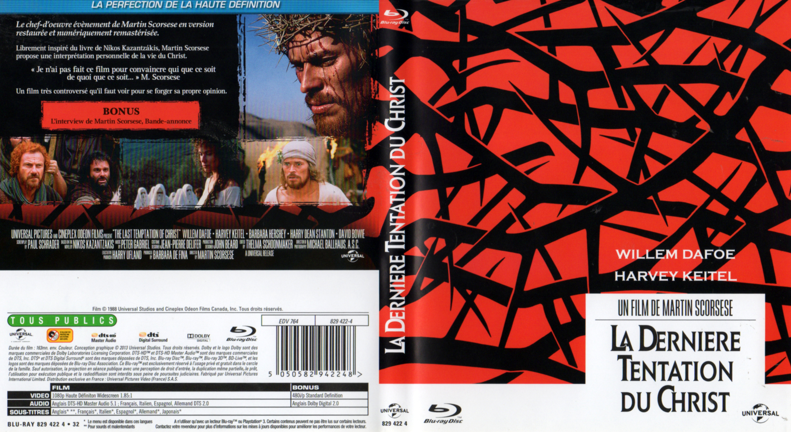 Jaquette DVD La dernire tentation du christ (BLU-RAY)