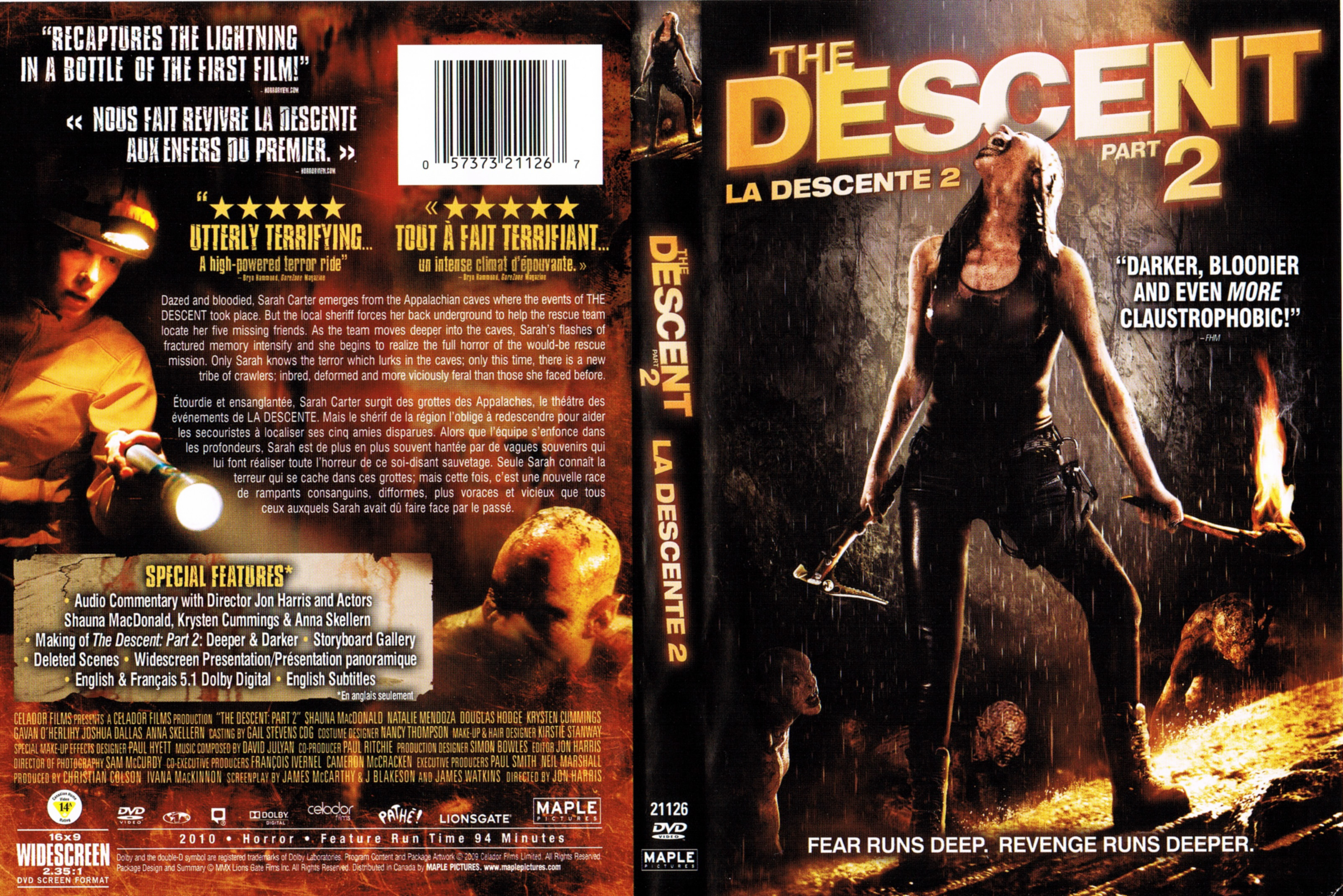 Jaquette DVD La descente 2 (Canadienne)