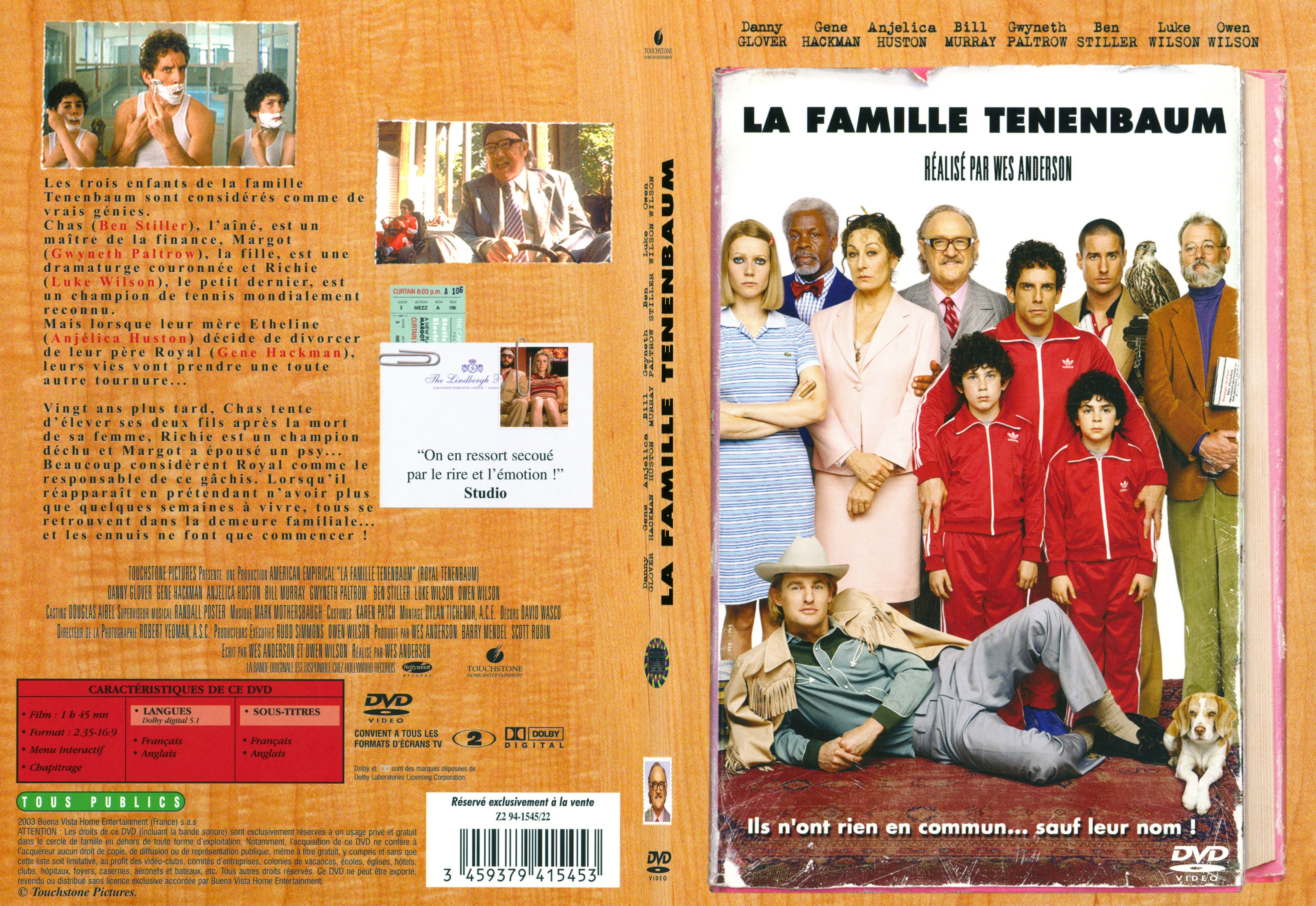 Jaquette DVD La famille Tenenbaum- SLIM