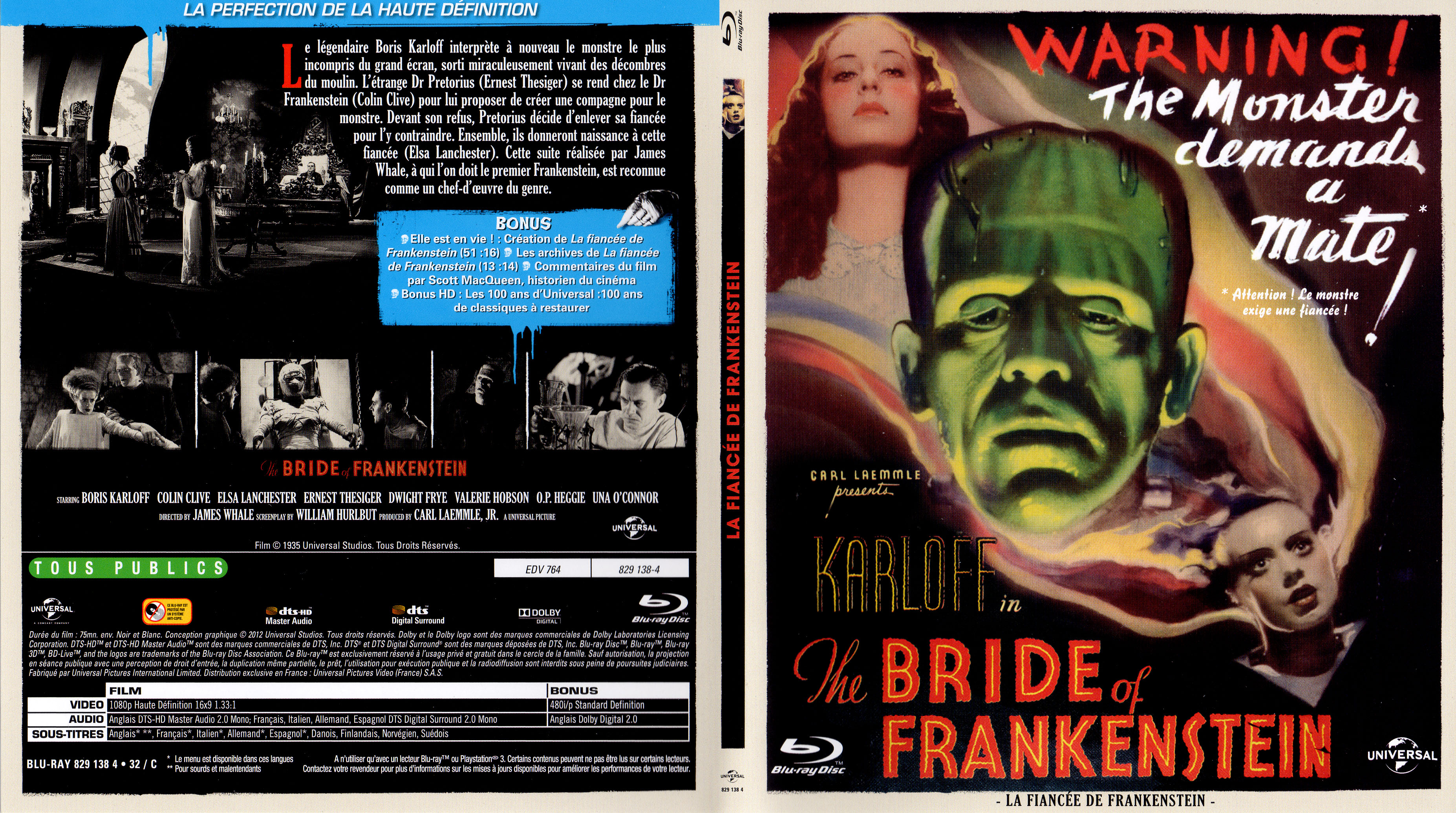 Jaquette DVD La fiance de Frankenstein (BLU-RAY)