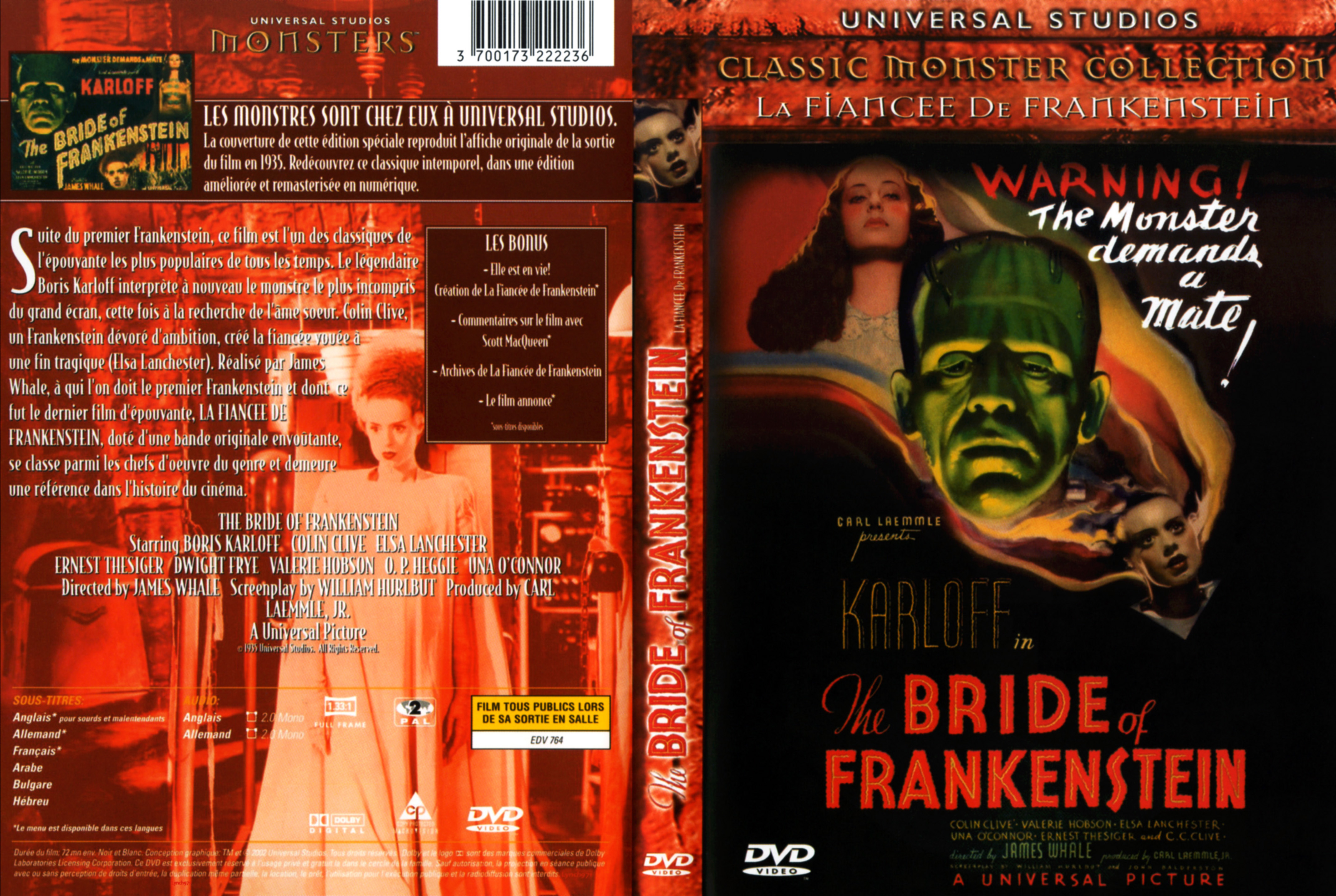 Jaquette DVD La fiance de Frankenstein v2