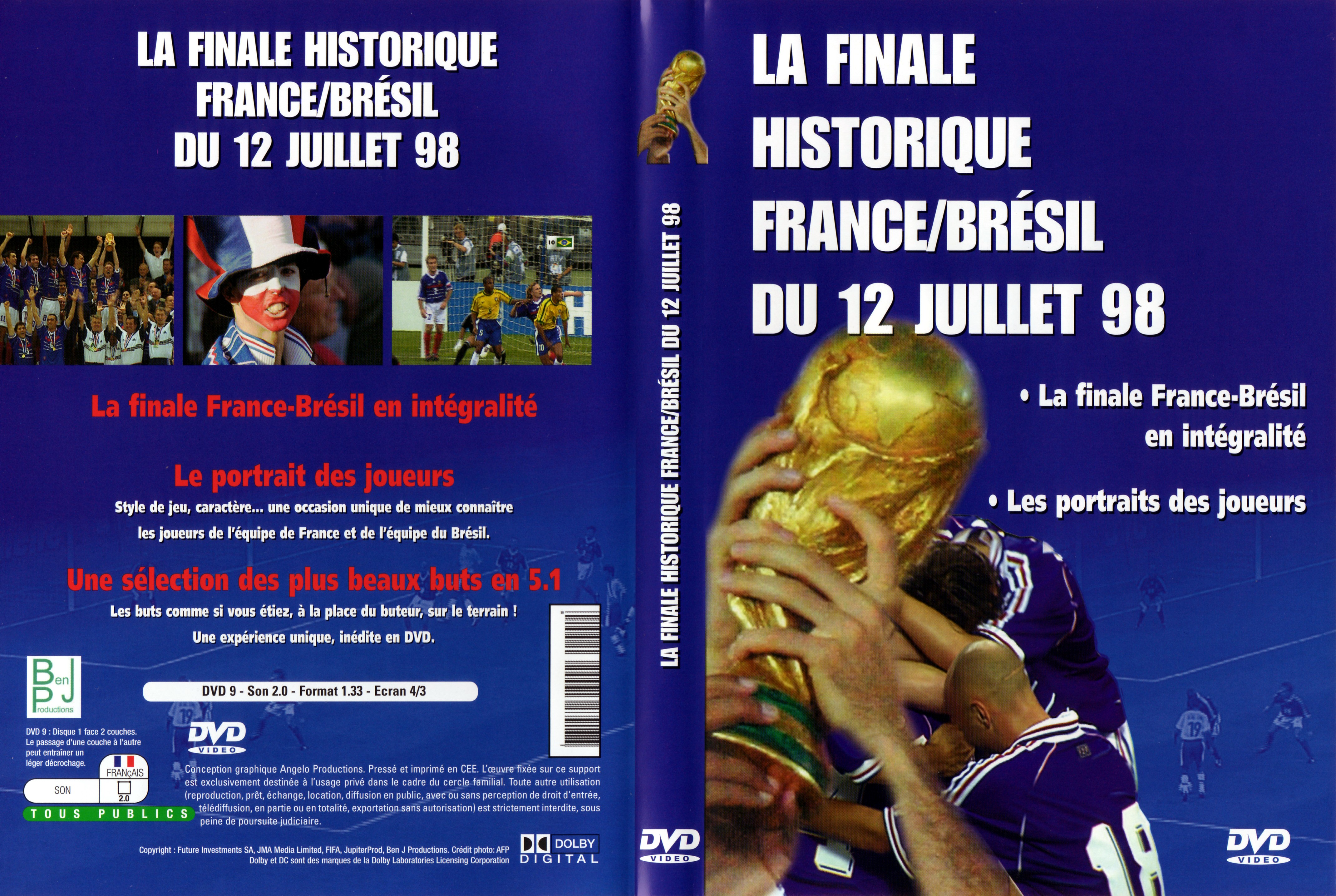 Jaquette DVD La finale historique FranceBrsil du 12 Juillet 98