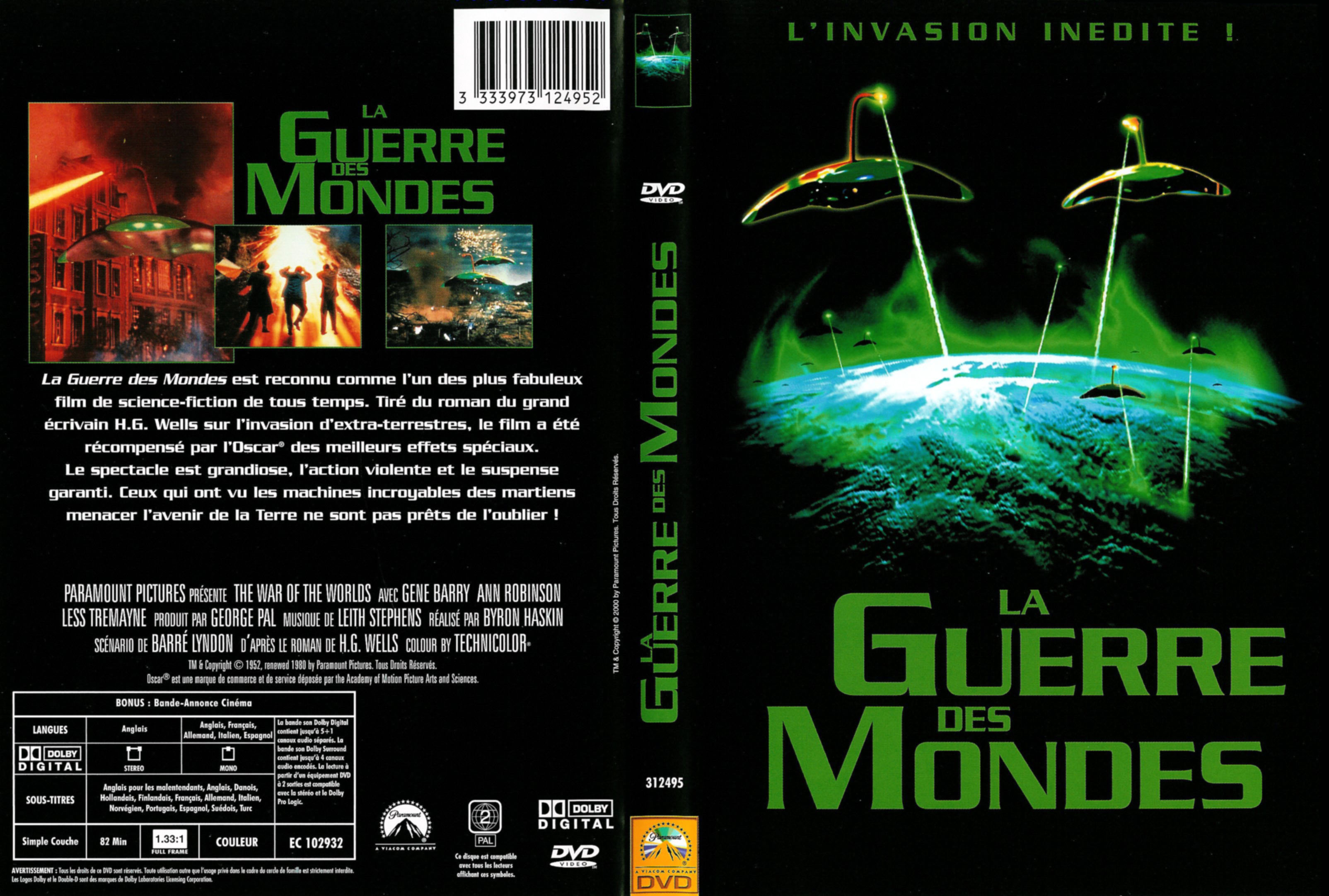 Jaquette DVD La guerre des mondes (1953) v2