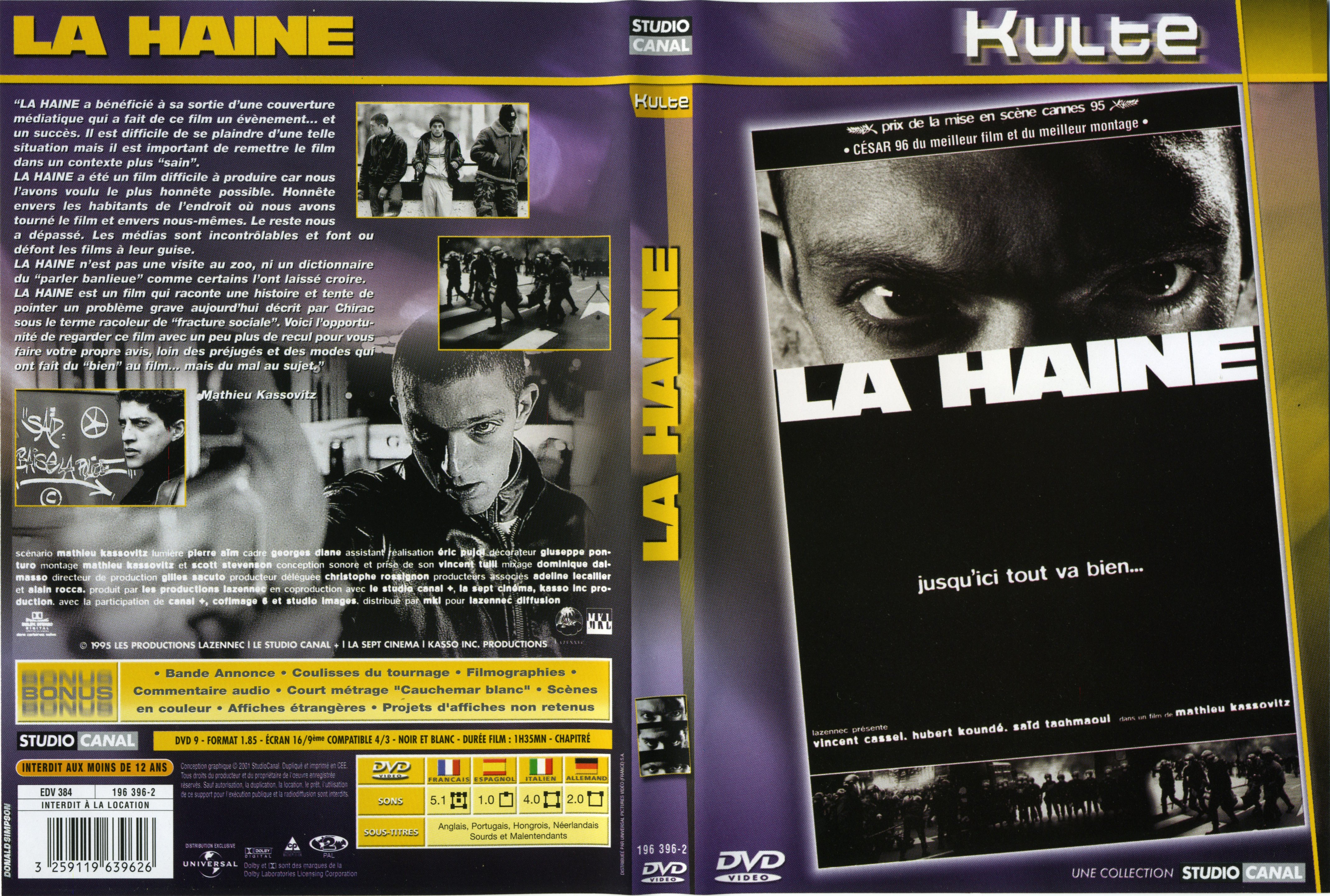 Jaquette DVD La haine