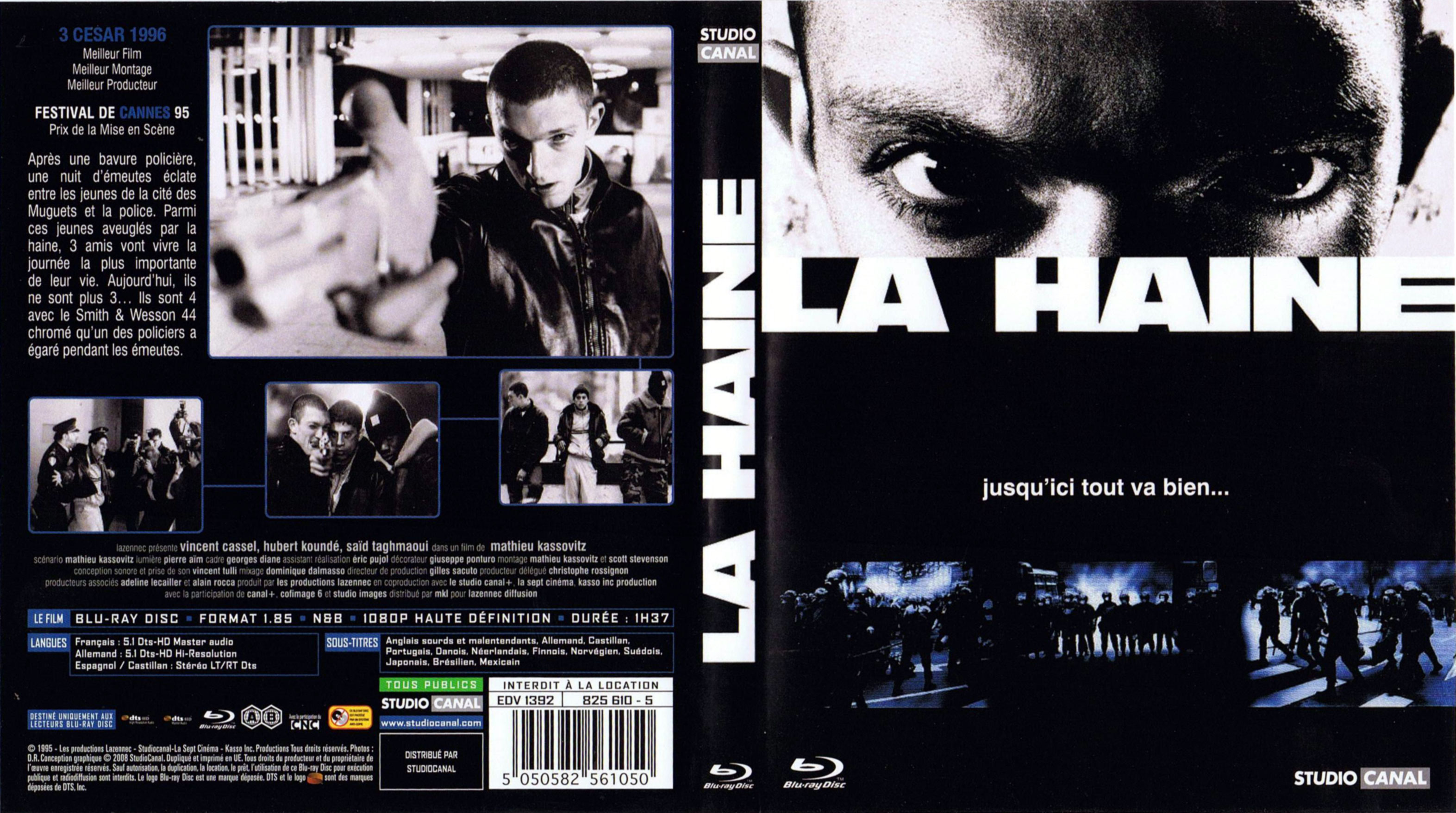 Poster Film La Haine - Impression Sur Toile Déco Murale - Affiche Cinéma Années 90 - Cadre Ou Sans Cadre