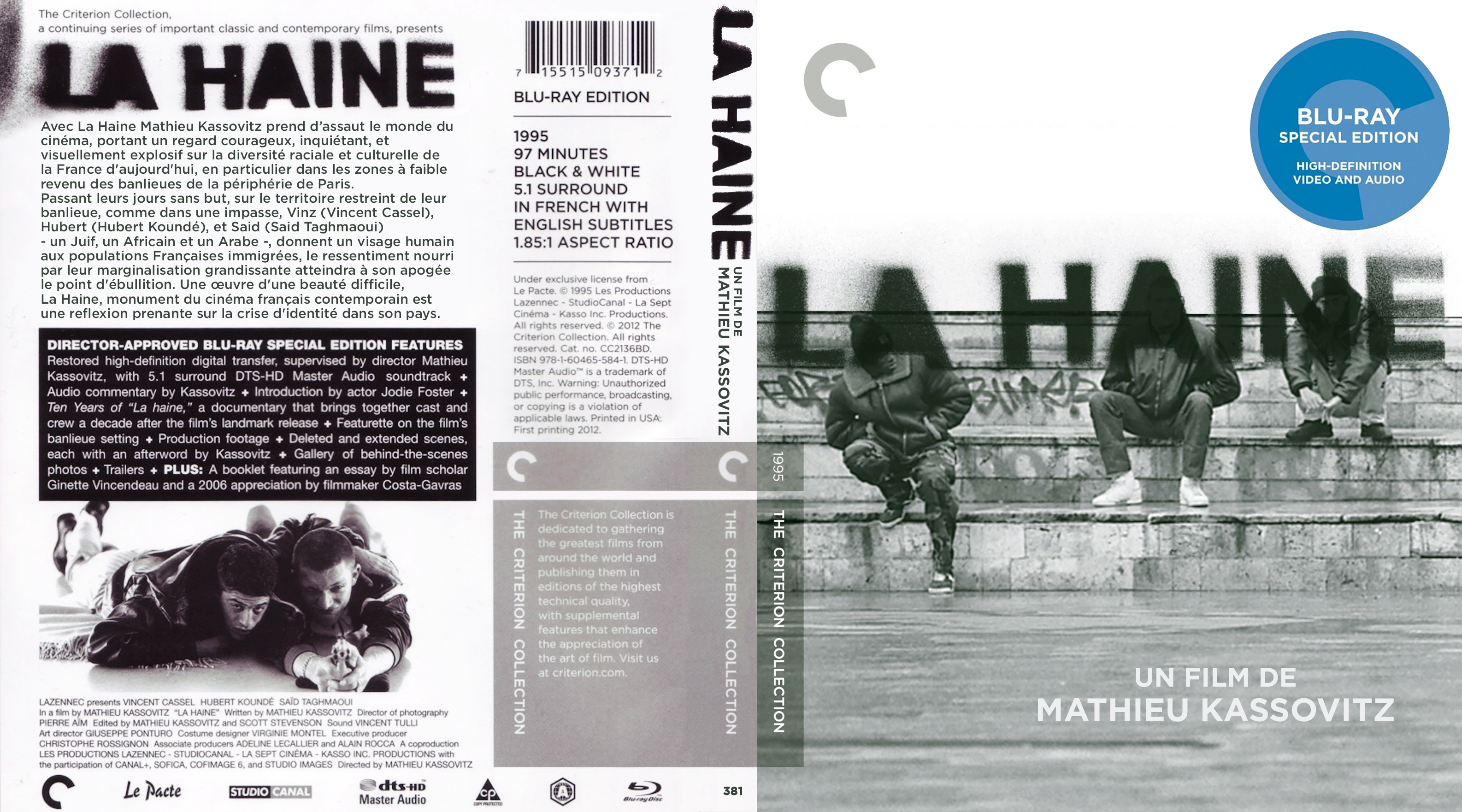 Jaquette DVD La haine (BLU-RAY) v2