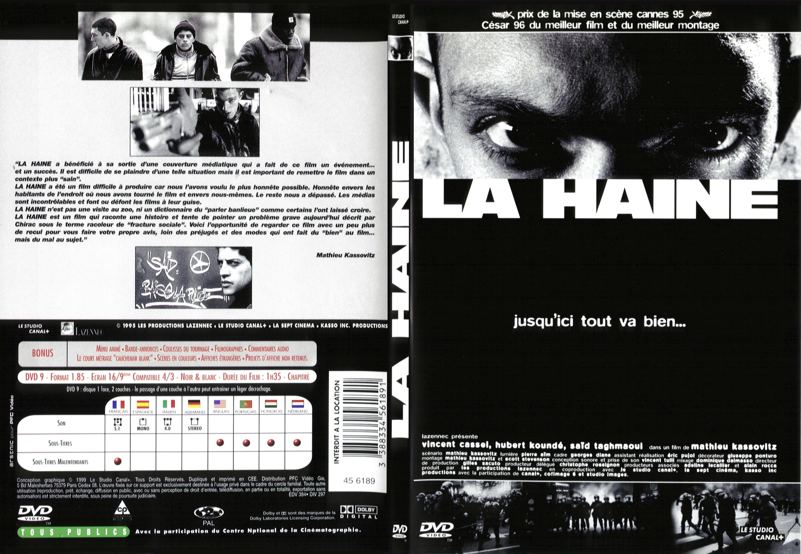 Jaquette DVD La haine - SLIM