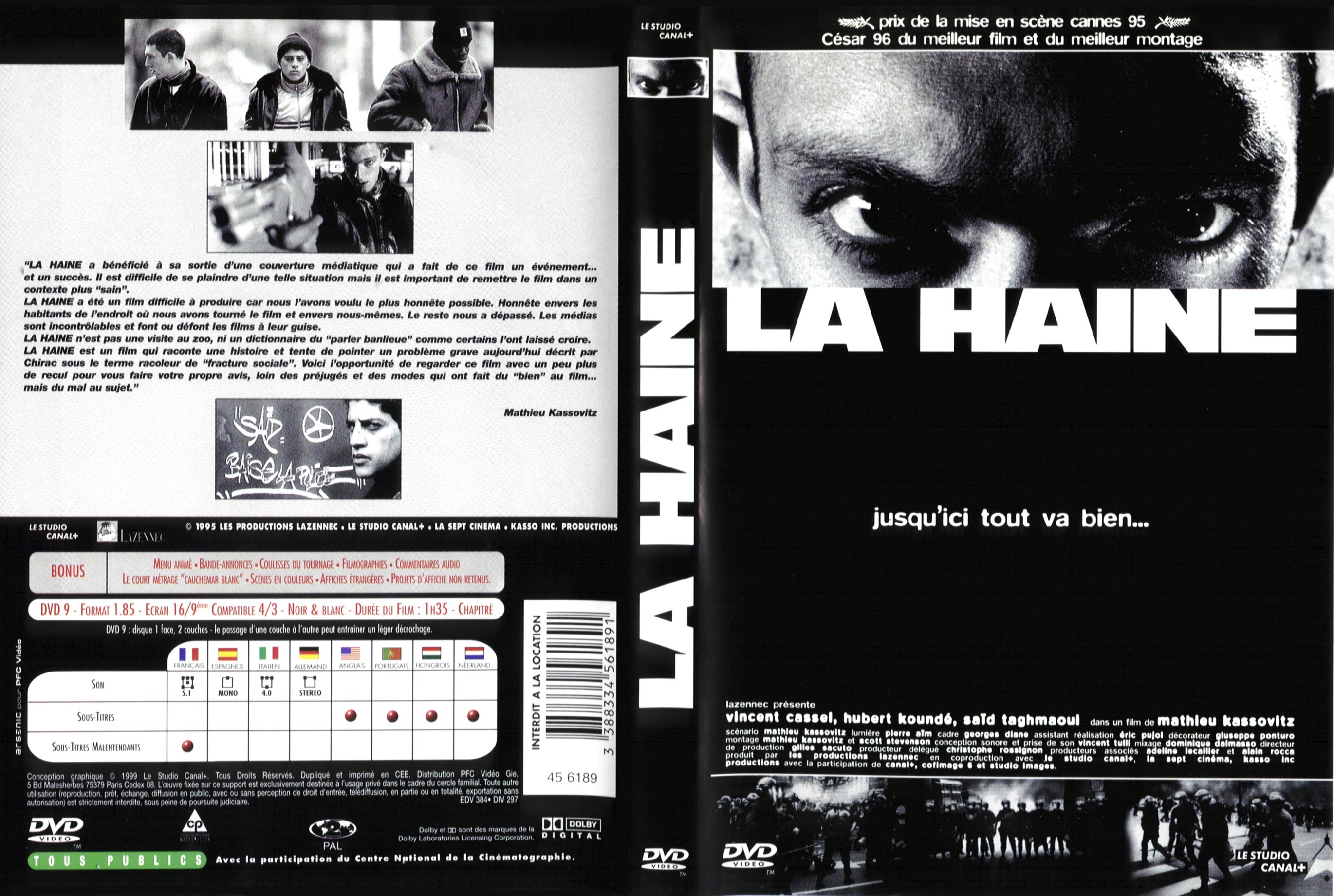 Jaquette DVD La haine v2