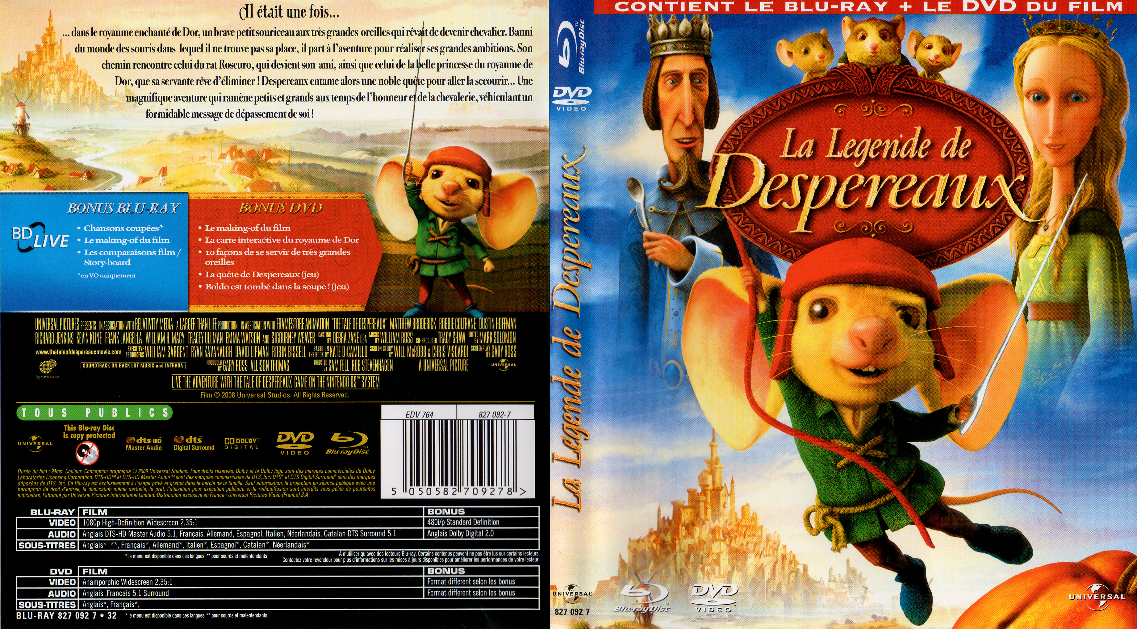 Jaquette DVD La legende de Despereaux (BLU-RAY)