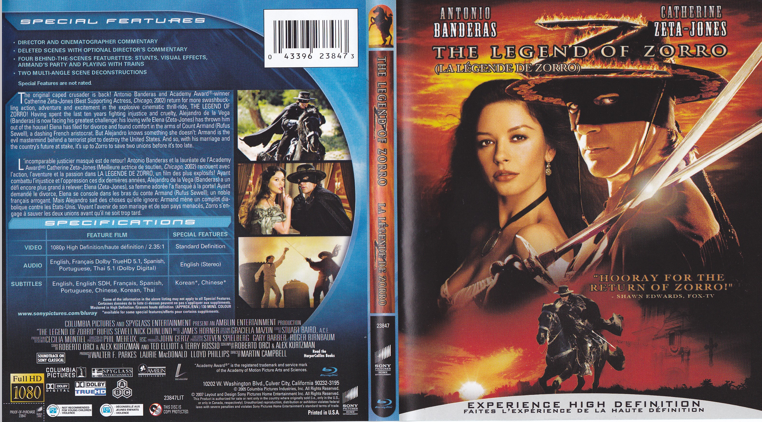 Jaquette DVD La legende de Zorro (Canadienne) (BLU-RAY)