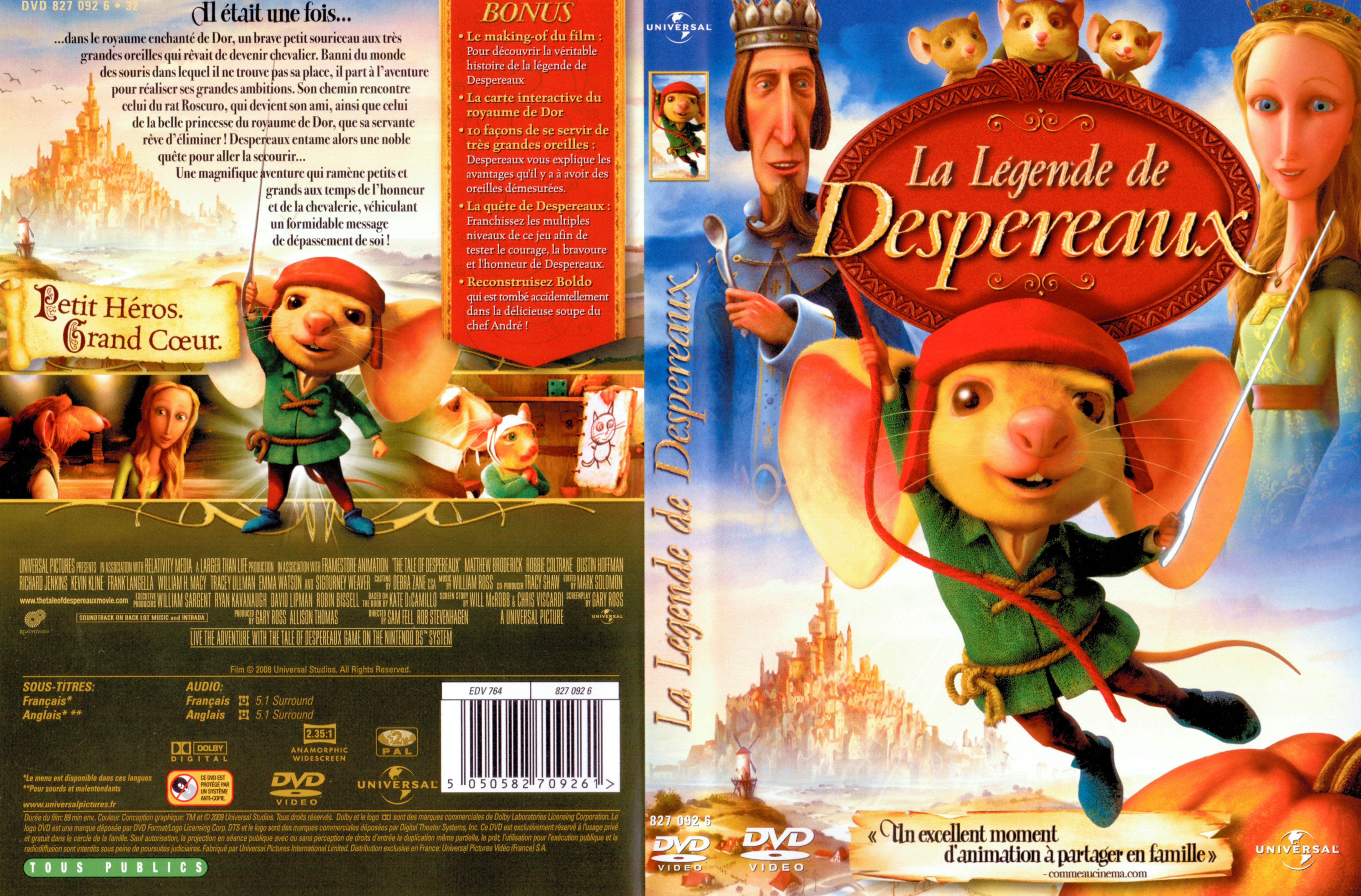 Jaquette DVD La lgende de despereaux