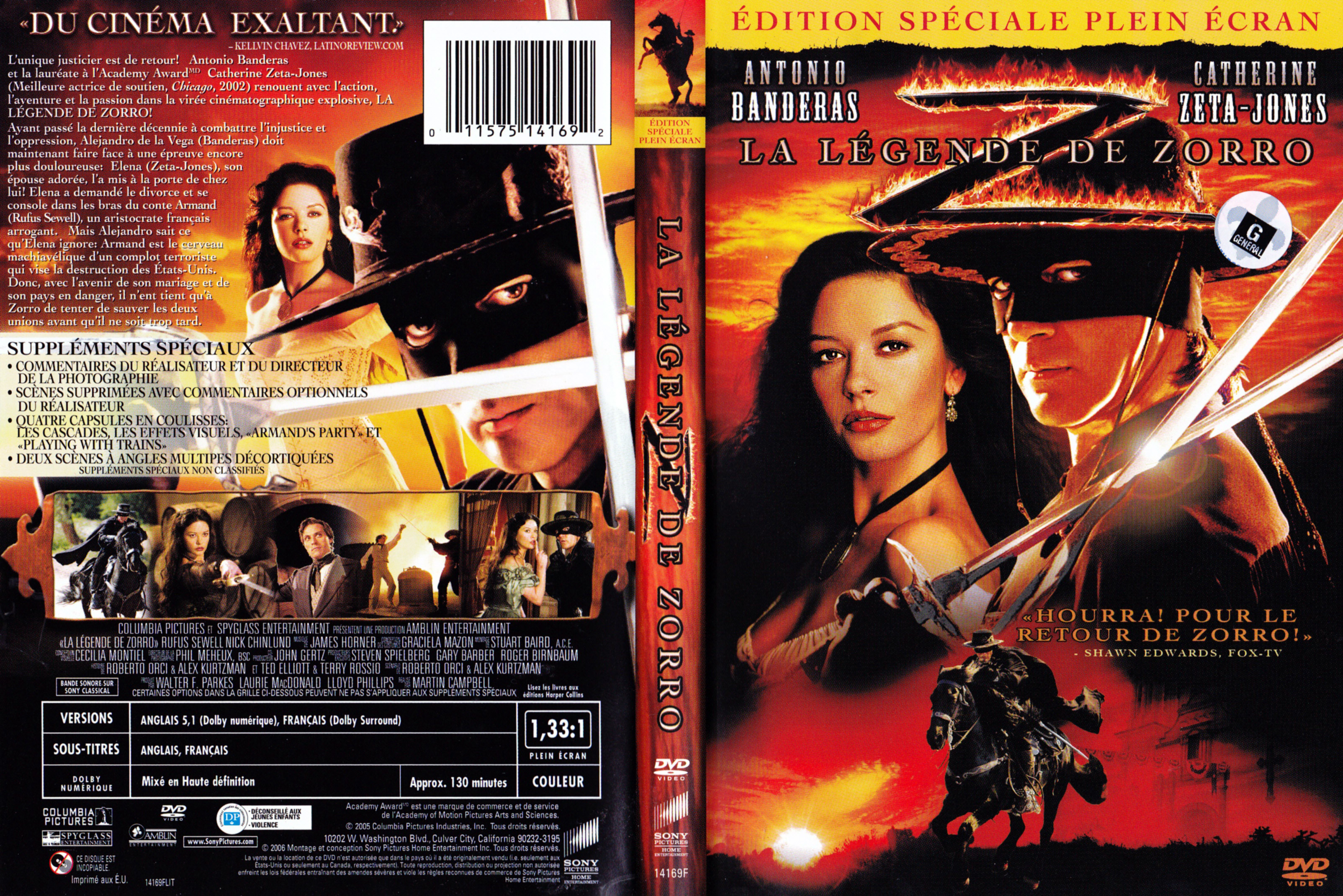 Jaquette DVD La lgende de zorro (Canadienne)