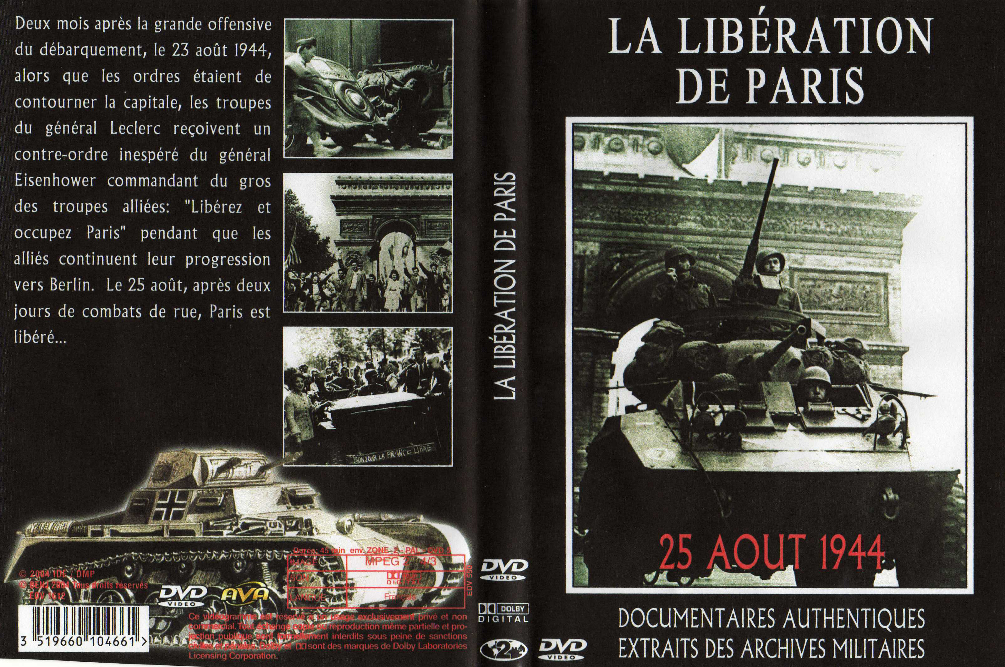 Jaquette DVD La libration de Paris