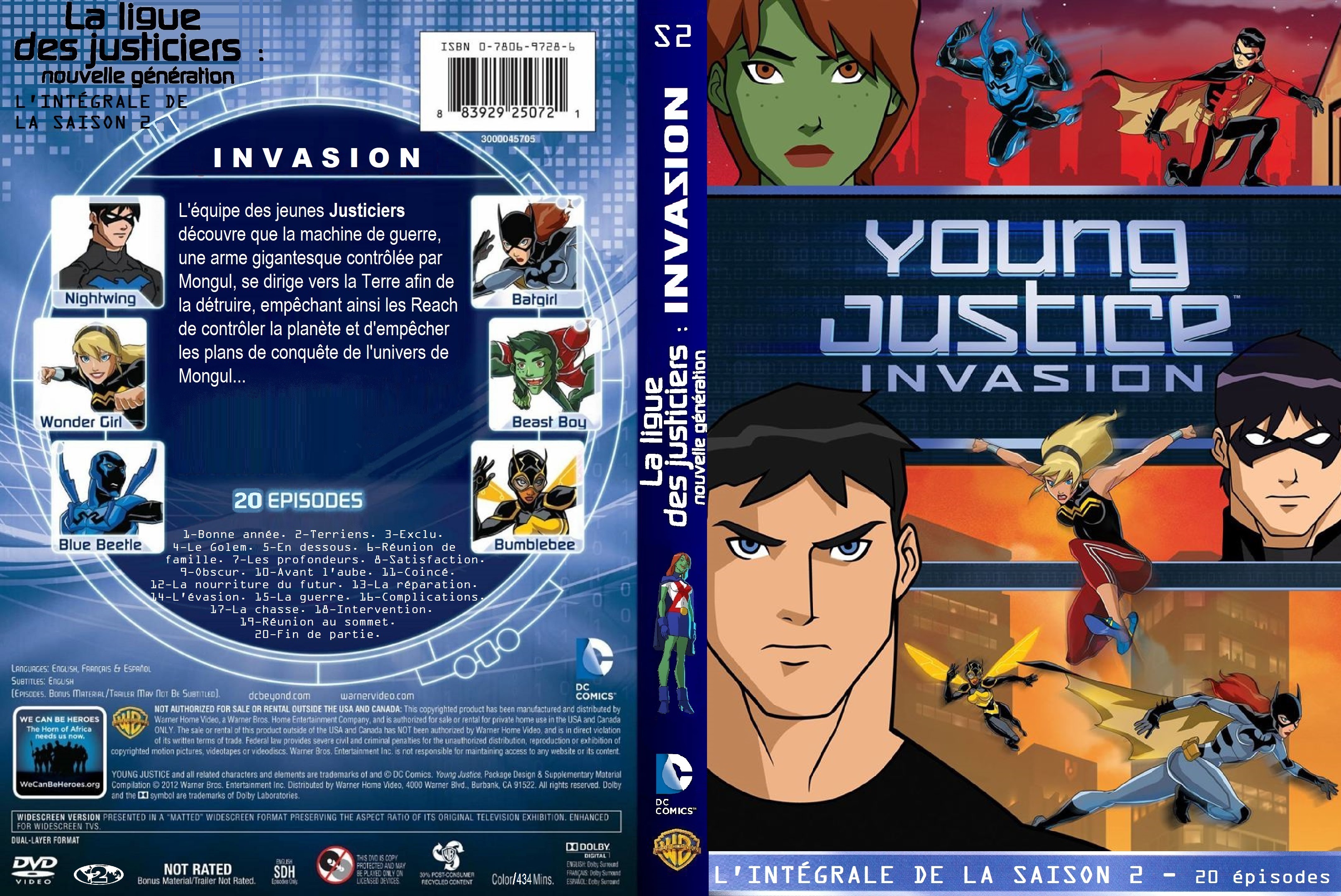 Jaquette DVD La ligue des justiciers nouvelle generation saison 2 Invasion custom