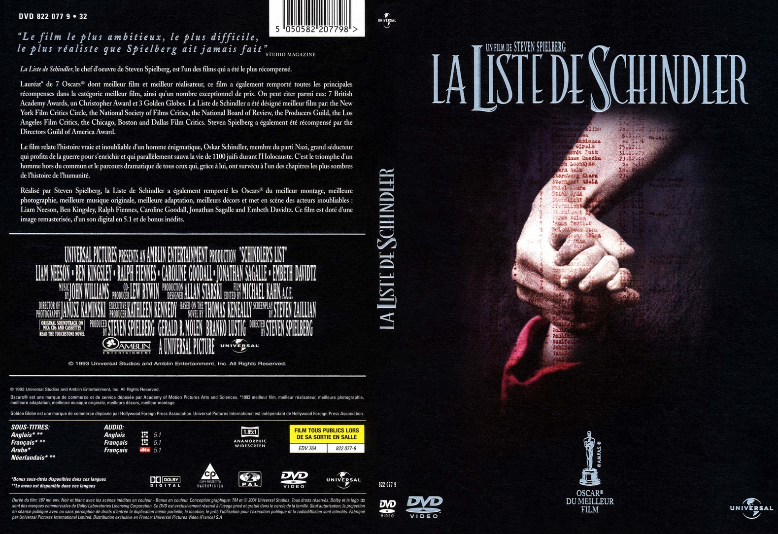 Jaquette DVD La liste de Schindler - SLIM