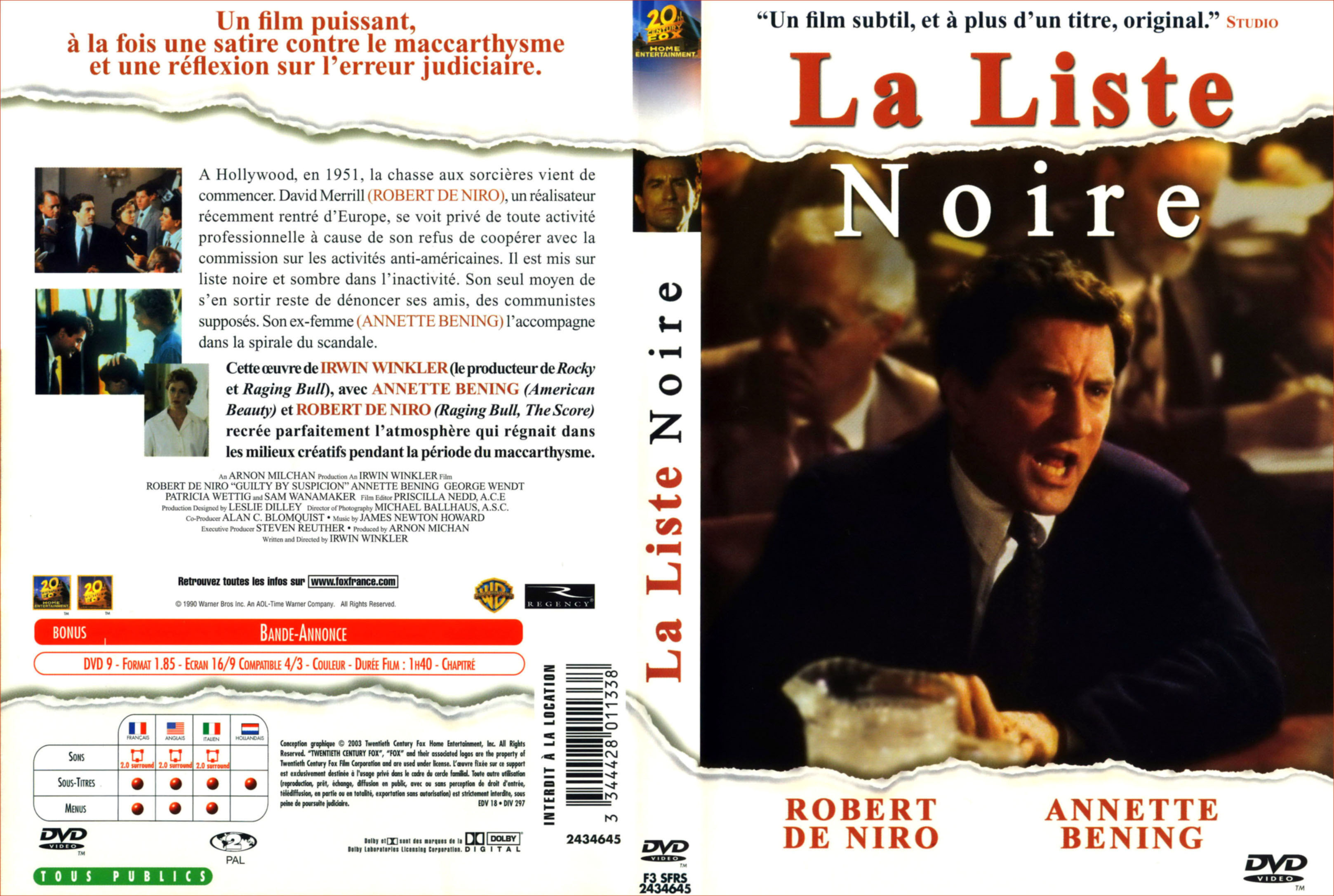 Jaquette DVD La liste noire