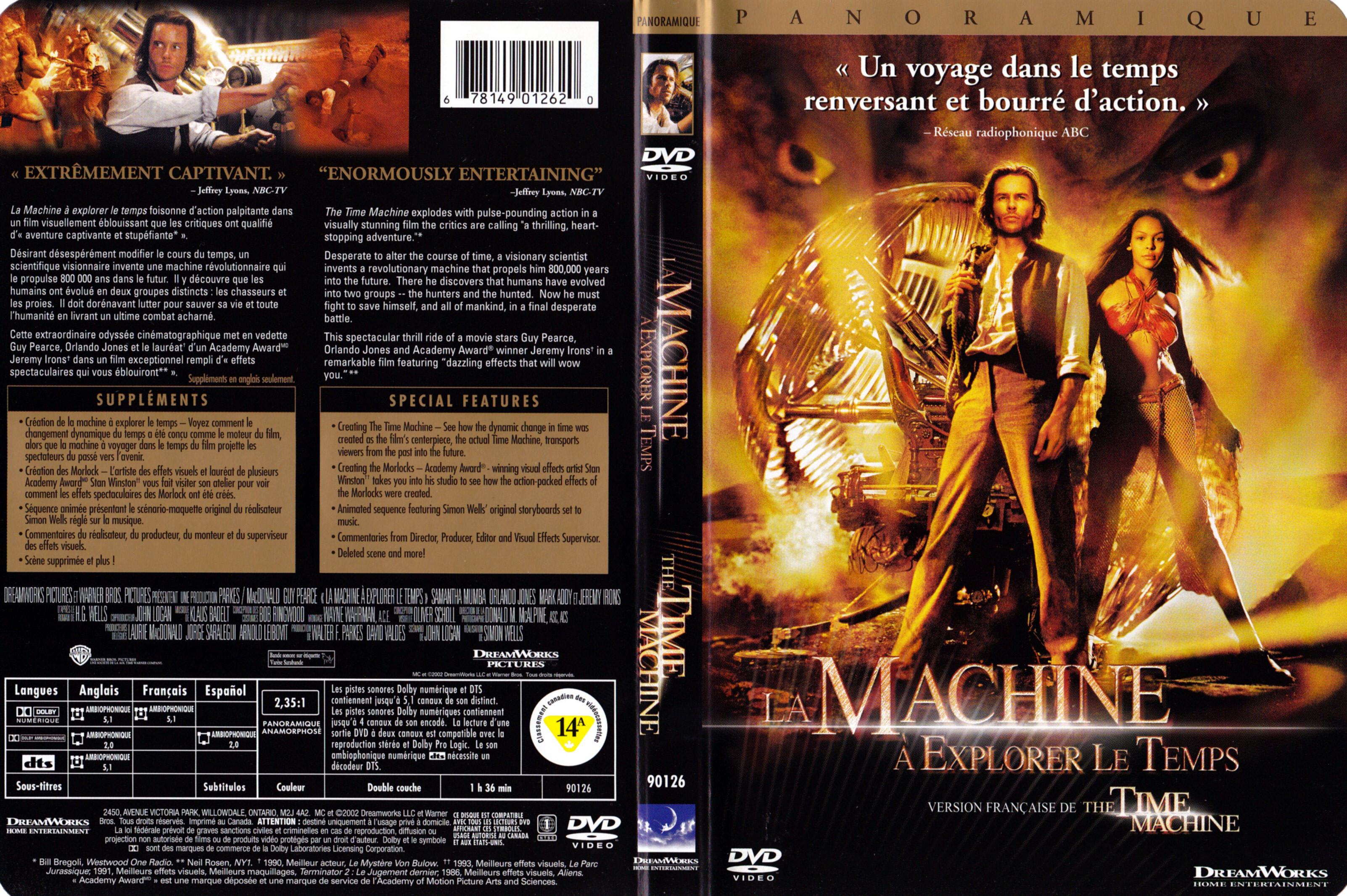 Jaquette DVD La machine a explorer le temps - THe time machine (2002) (Canadienne)