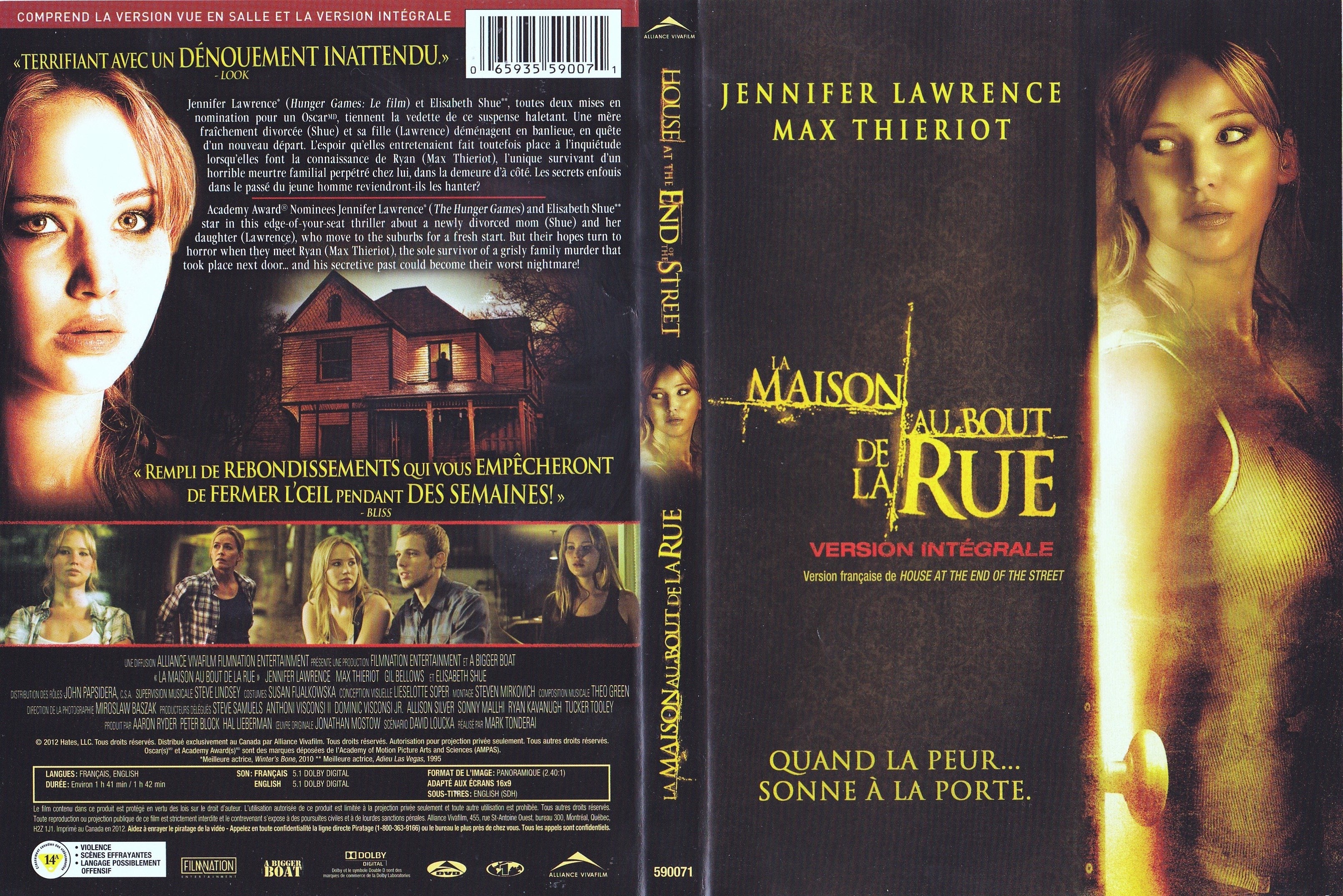 Jaquette DVD La maison au bout de la rue - House at the end of the street (Canadienne)