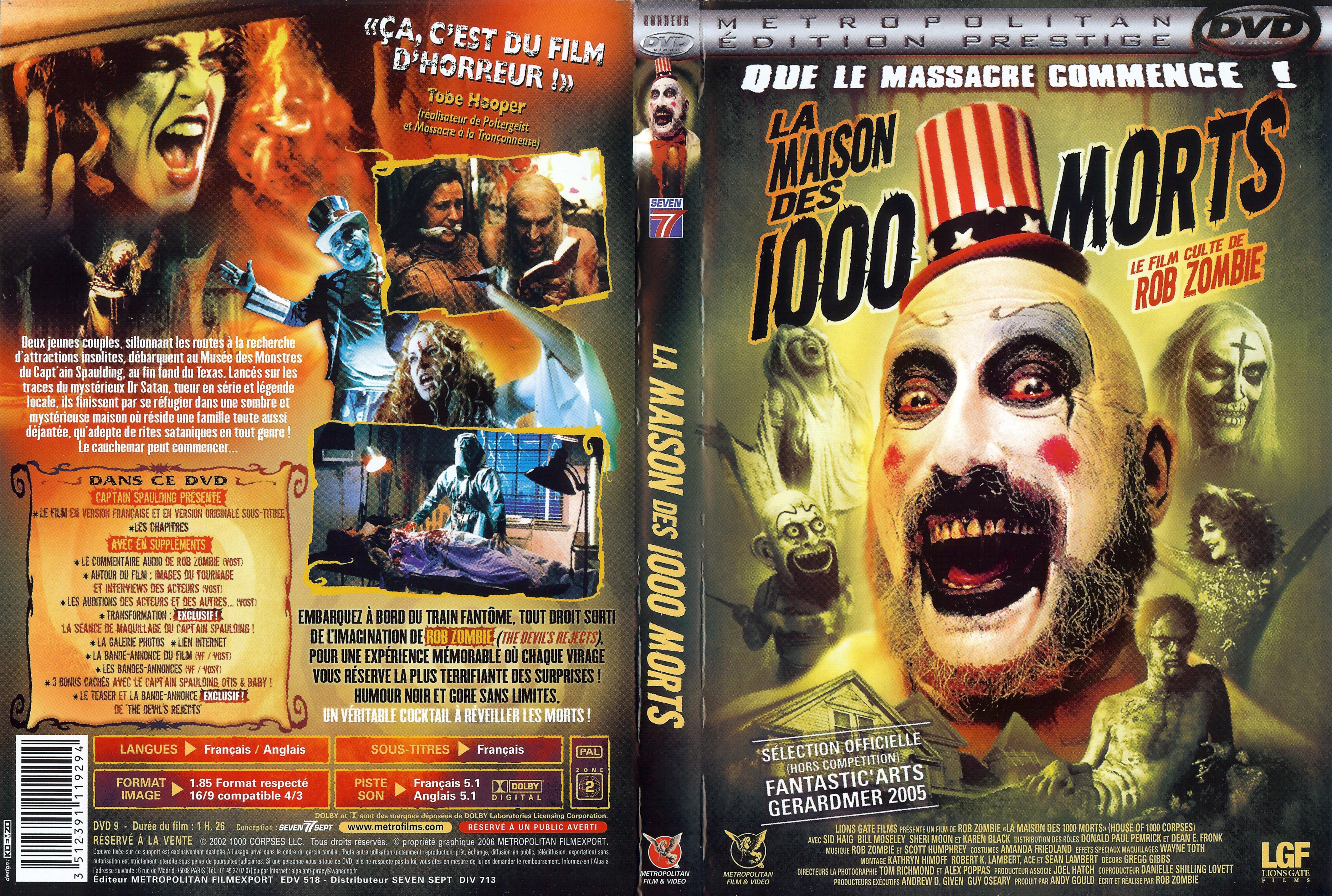 Jaquette DVD La maison des 1000 morts v2