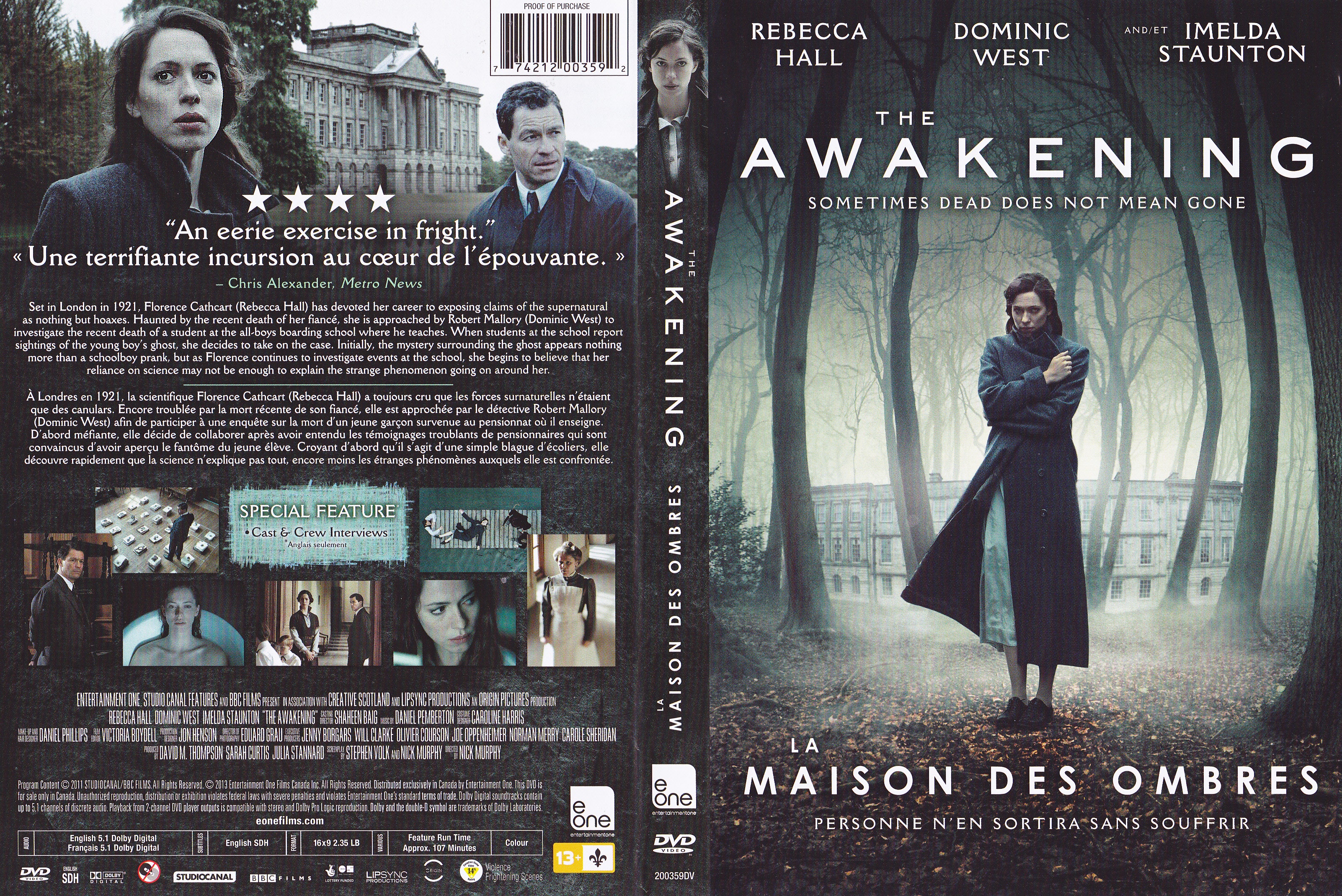 Jaquette DVD La maison des ombres - The awakening (Canadienne)