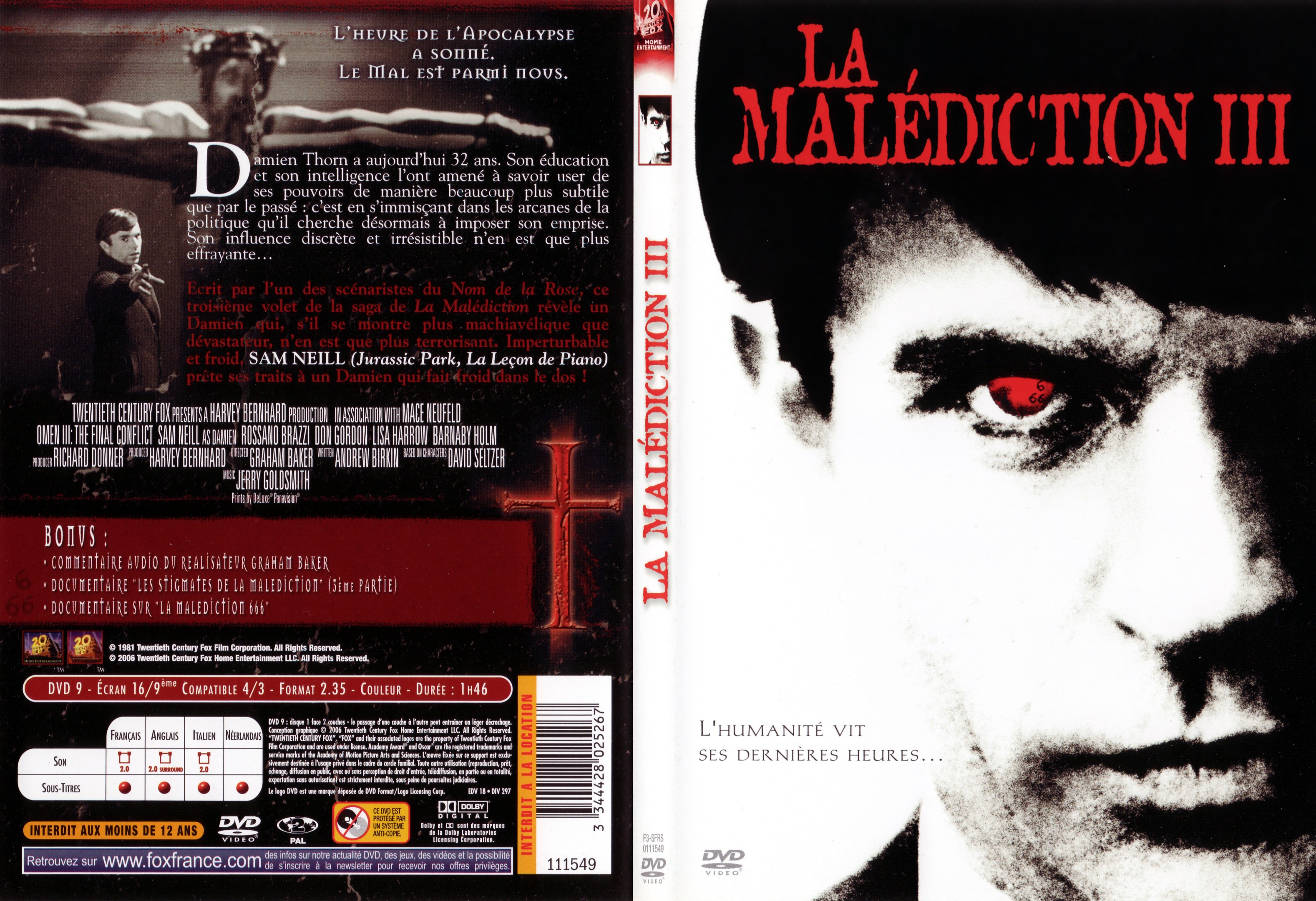 Jaquette DVD La maldiction 3 - SLIM