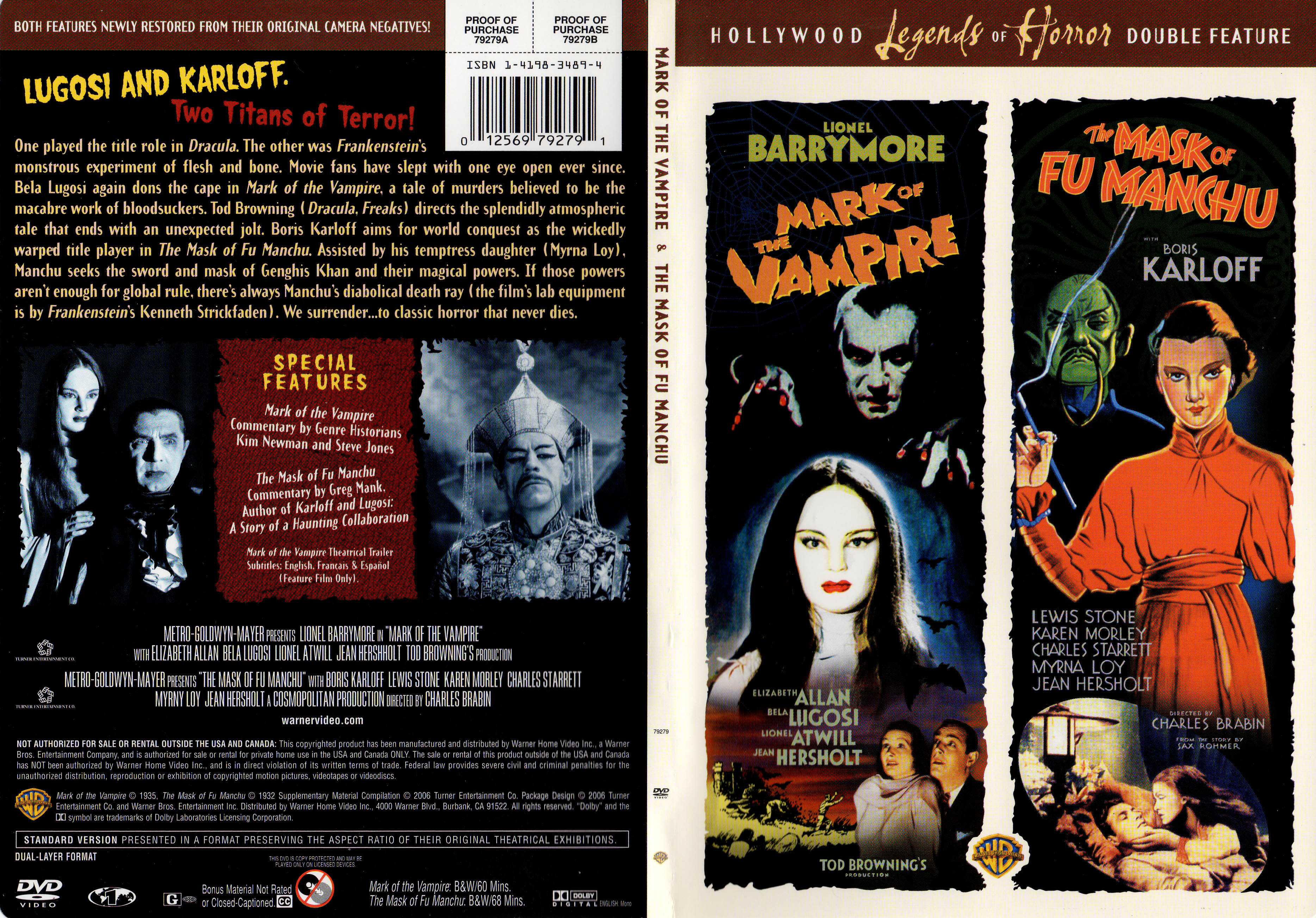 Jaquette DVD La marque du vampire & Le masque de Fu Manchu Zone 1