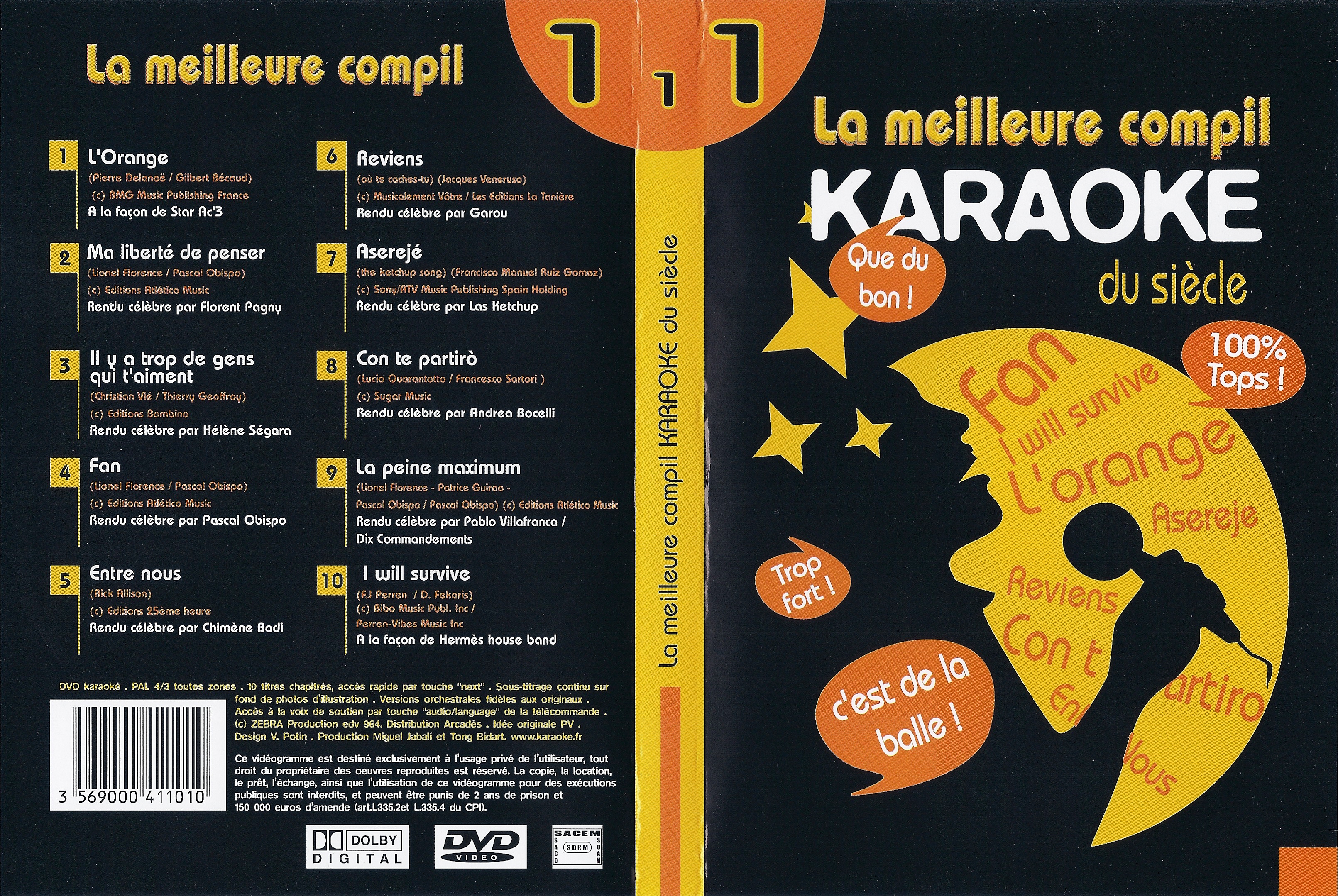 Jaquette DVD La meilleure compil Karaok du siecle vol 01