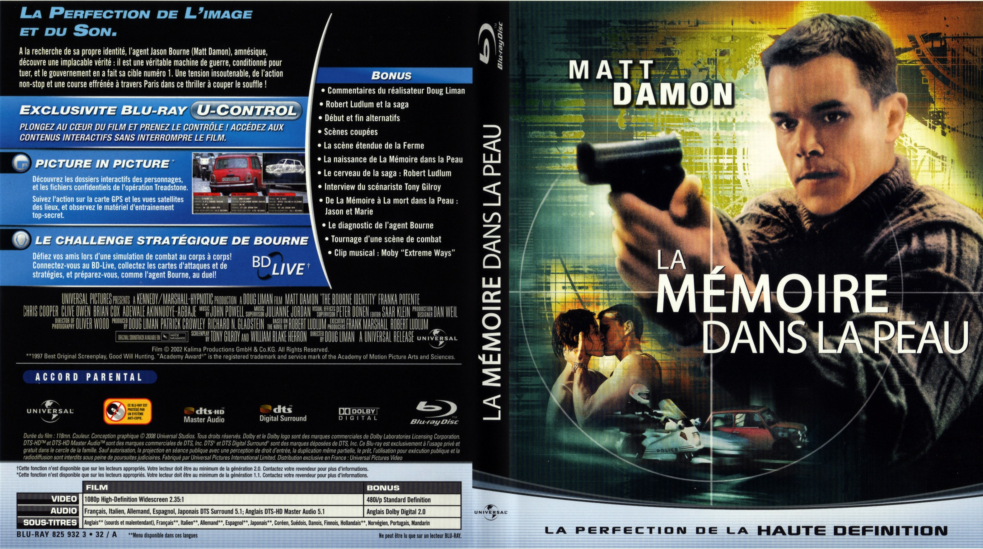 Jaquette DVD La mmoire dans la peau (BLU-RAY)