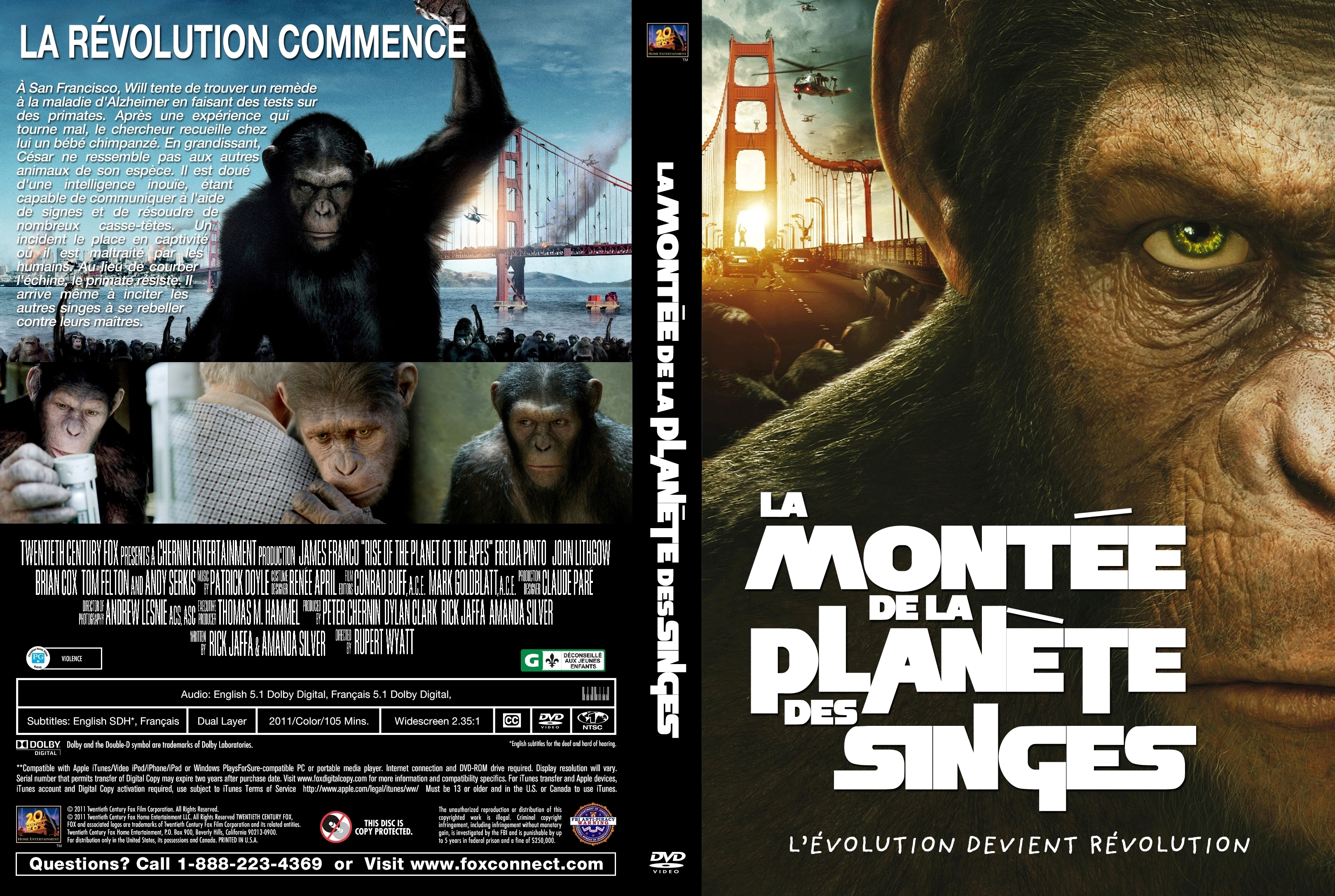 Jaquette DVD La monte de la planete des singes custom (Canadienne)