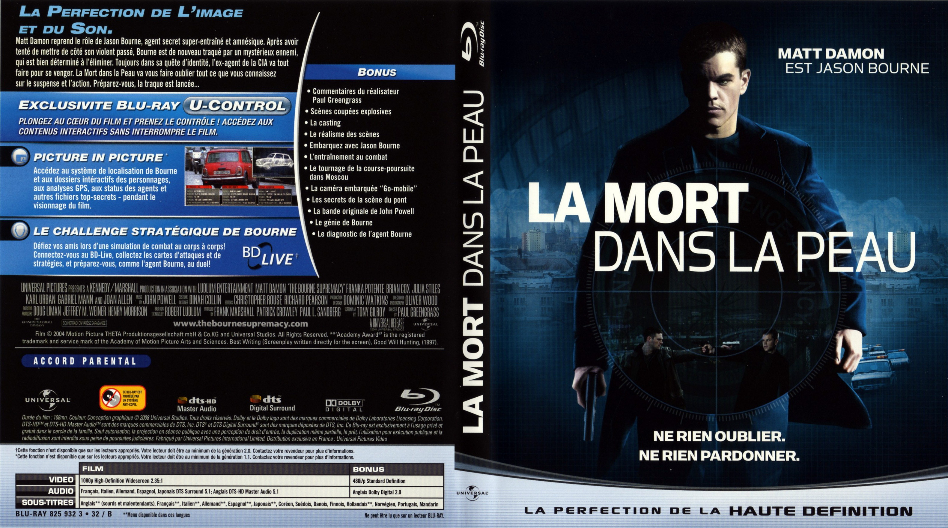 Jaquette DVD La mort dans la peau (BLU-RAY)