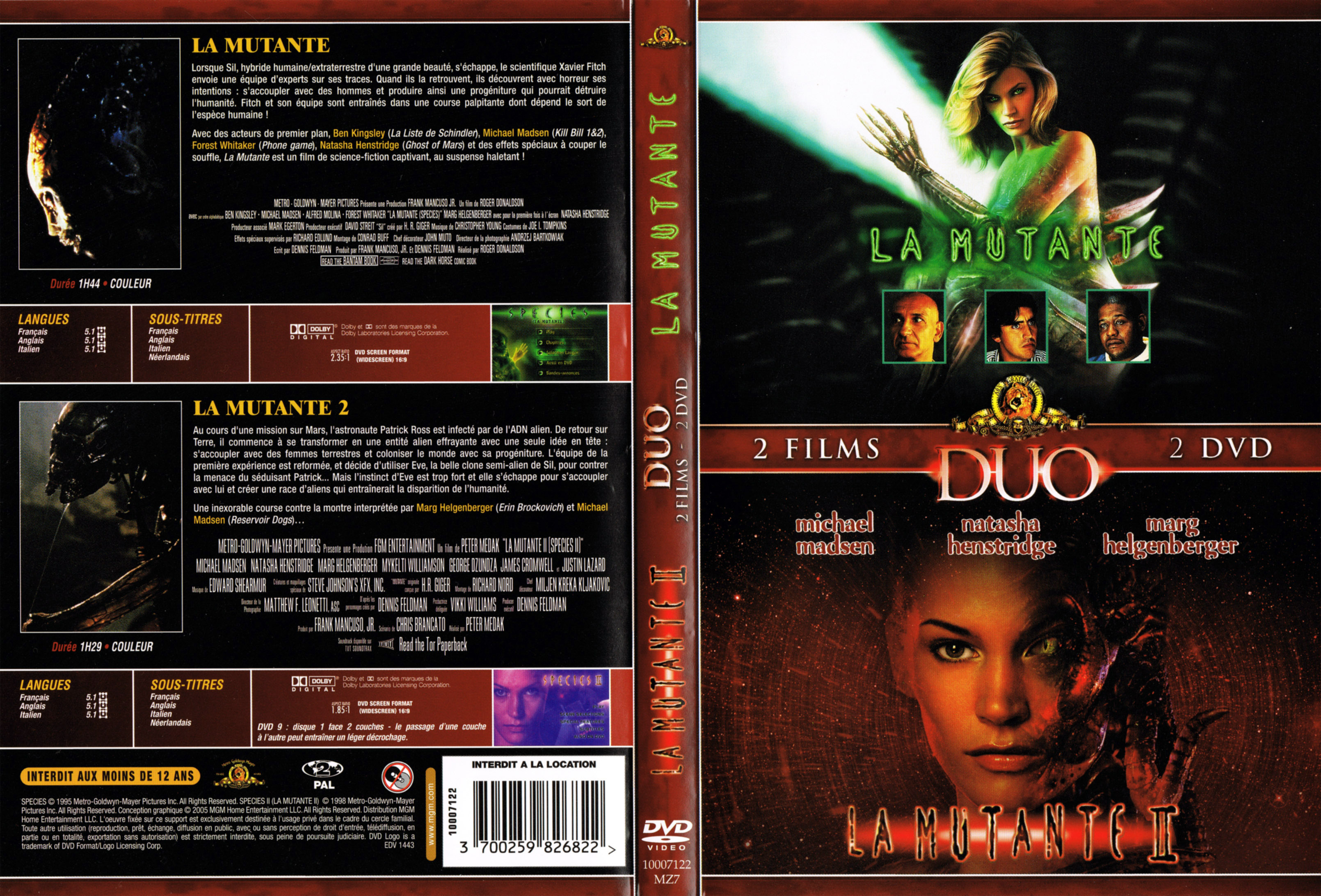 Jaquette DVD La mutante 1 et 2