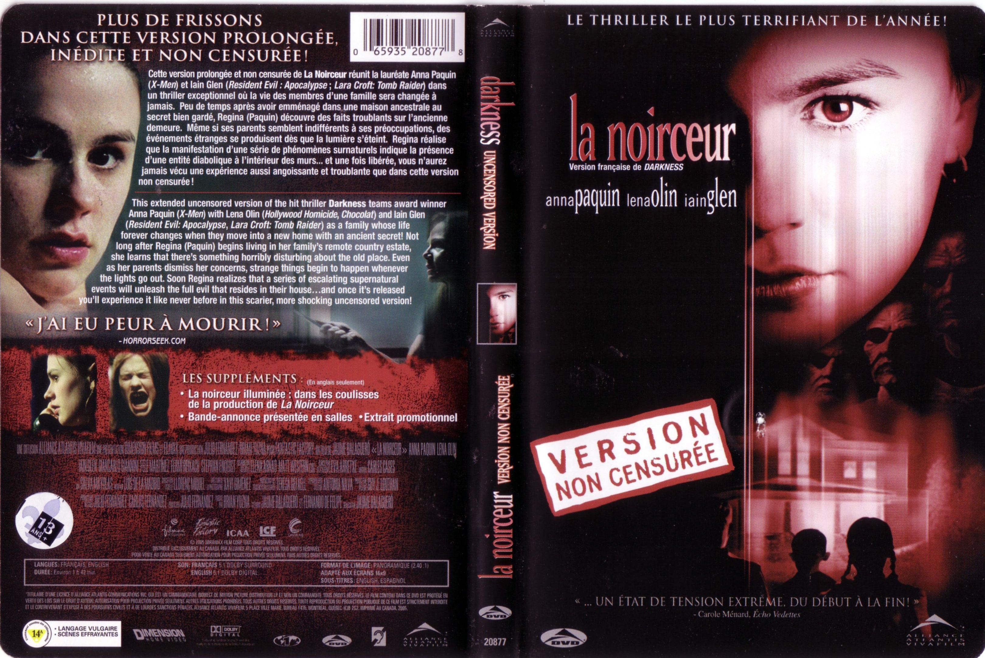 Jaquette DVD La noirceur