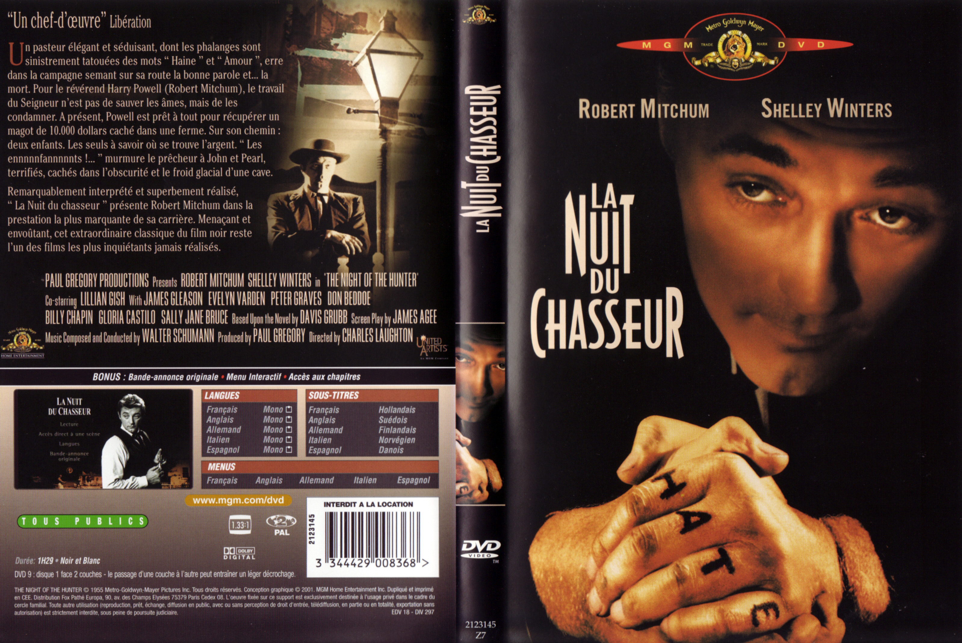 Jaquette DVD La nuit du chasseur