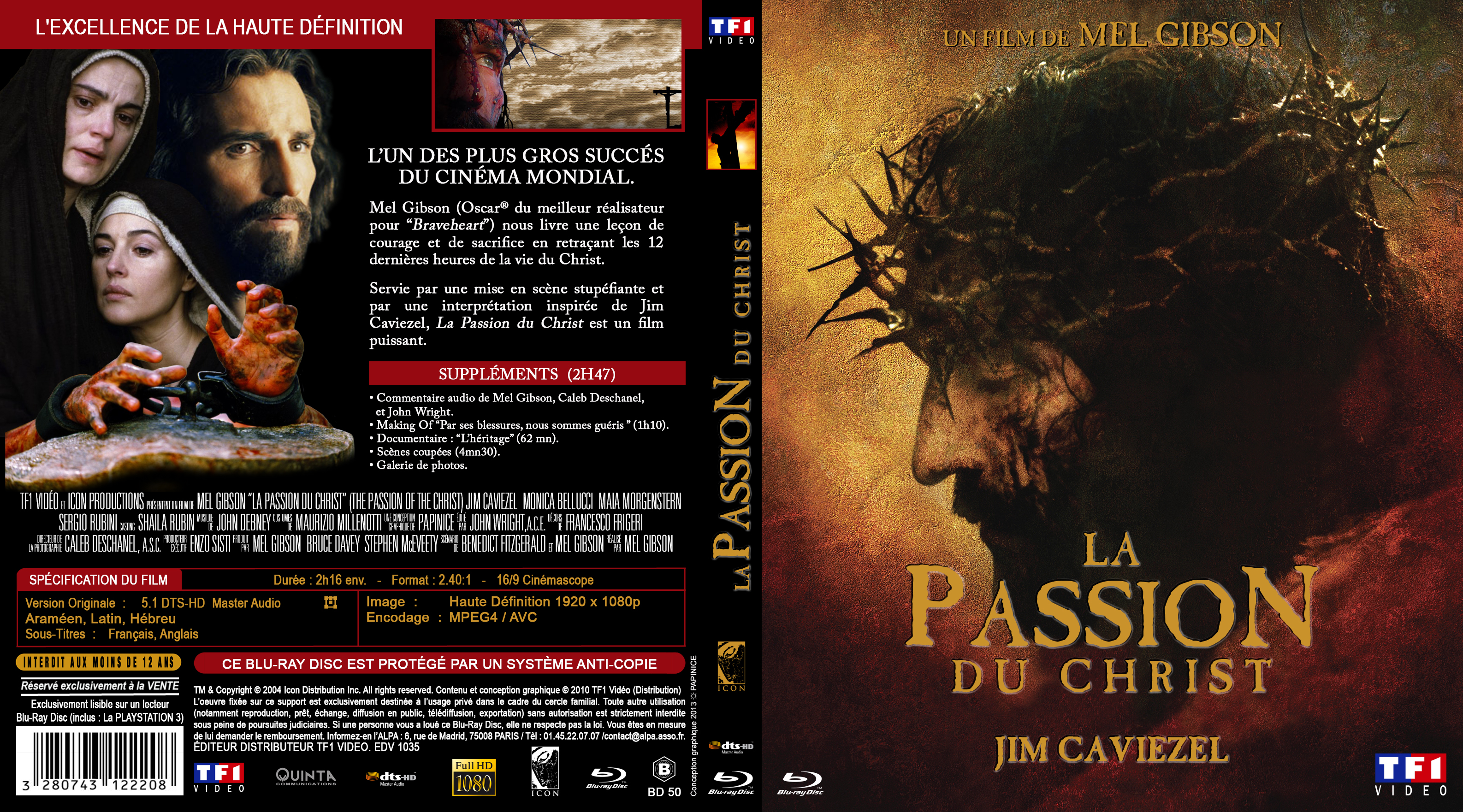 Jaquette DVD La passion du Christ custom (BLU-RAY)