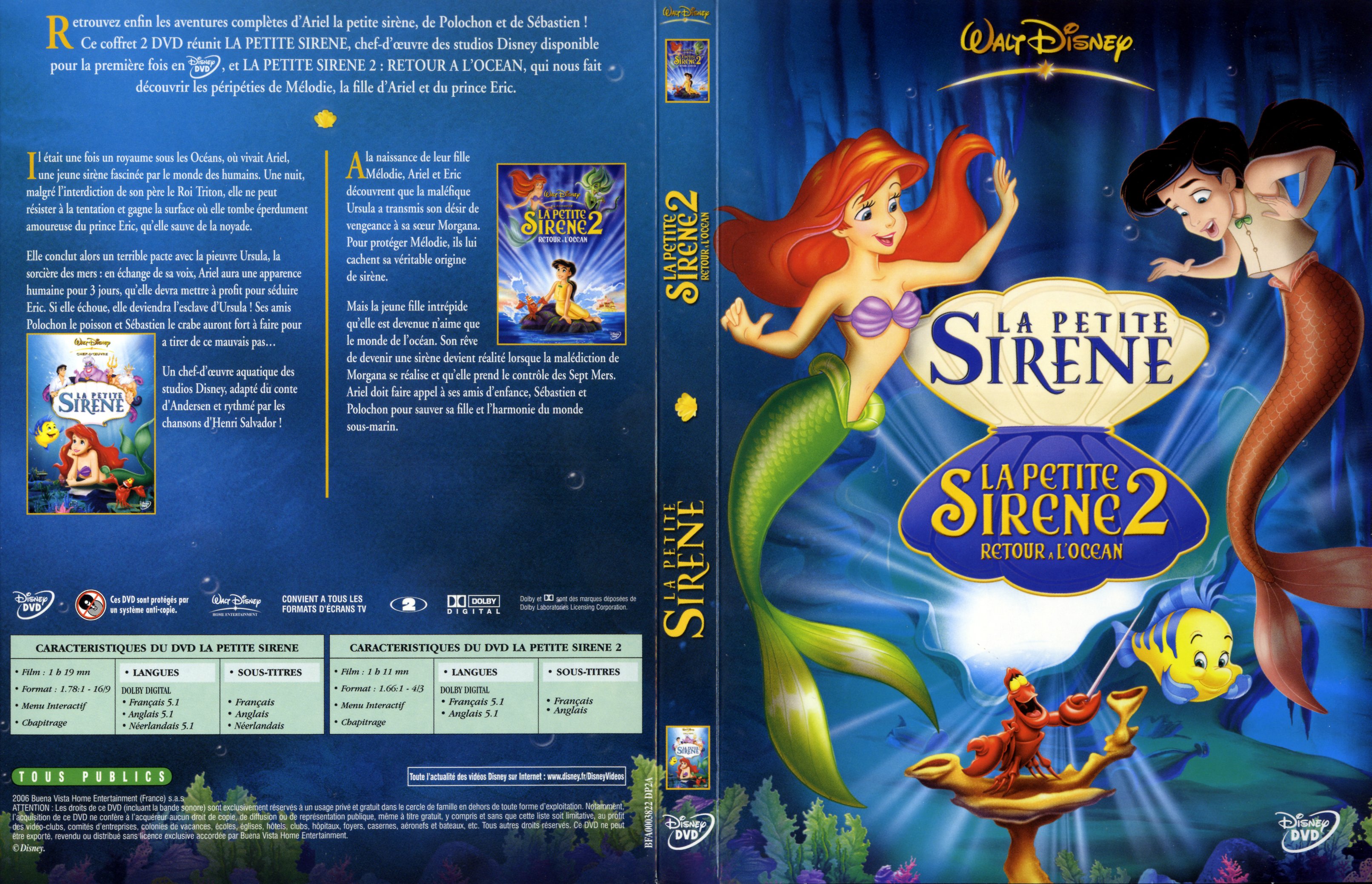 Jaquette DVD La petite sirene 1 et 2 v2