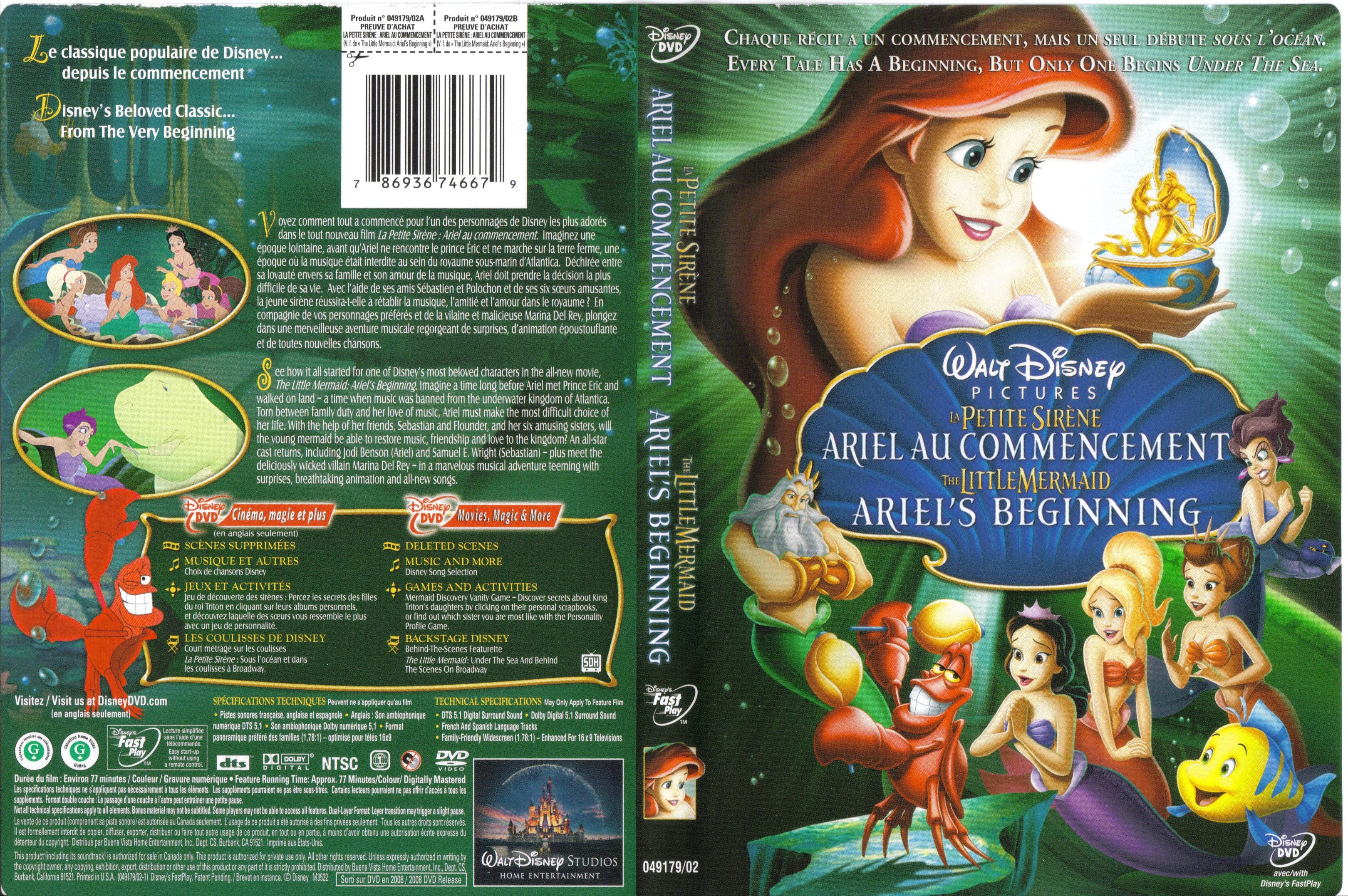 Jaquette DVD La petite sirene - Ariel au commencement