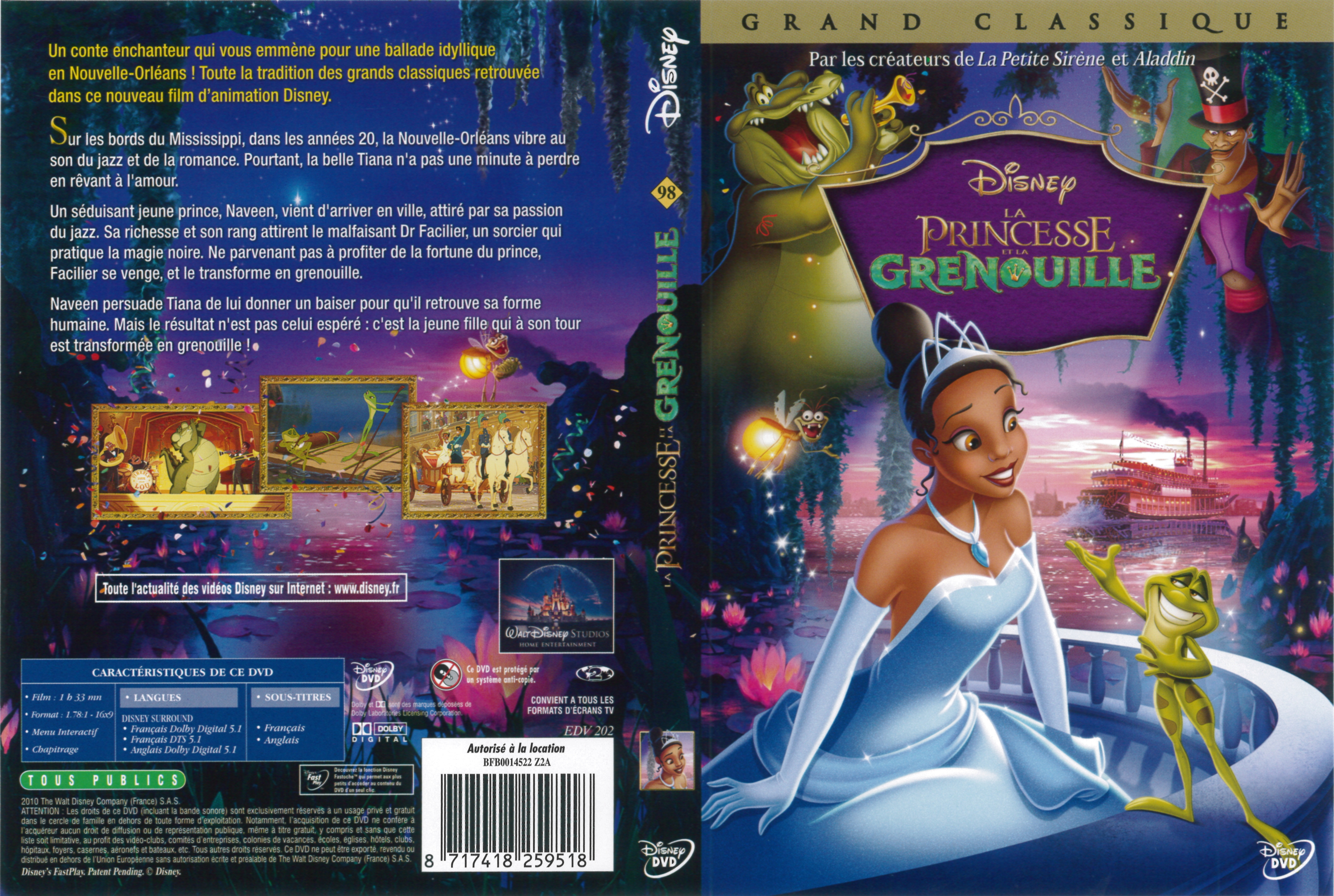 Jaquette DVD La princesse et la grenouille