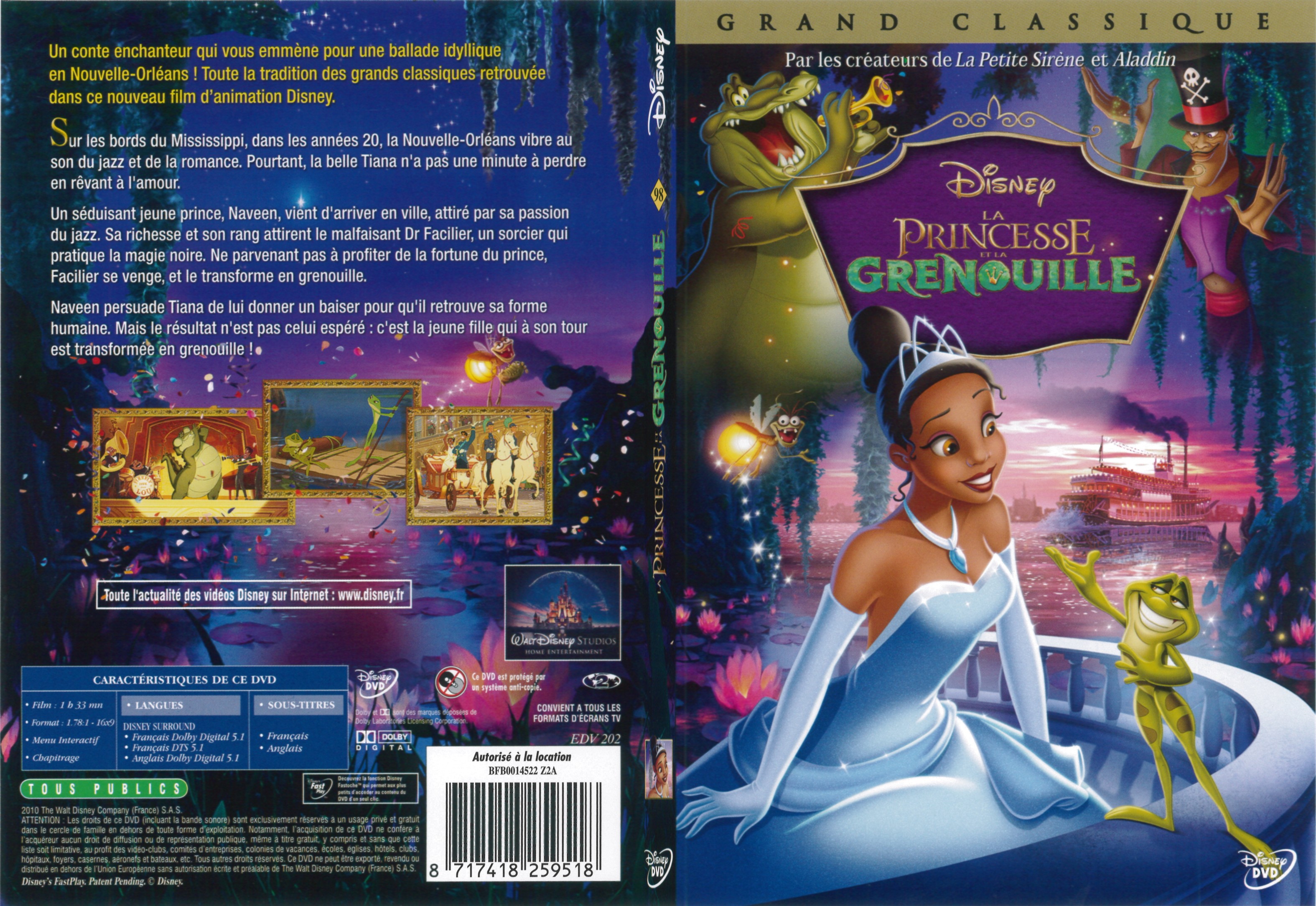 Jaquette DVD La princesse et la grenouille - SLIM