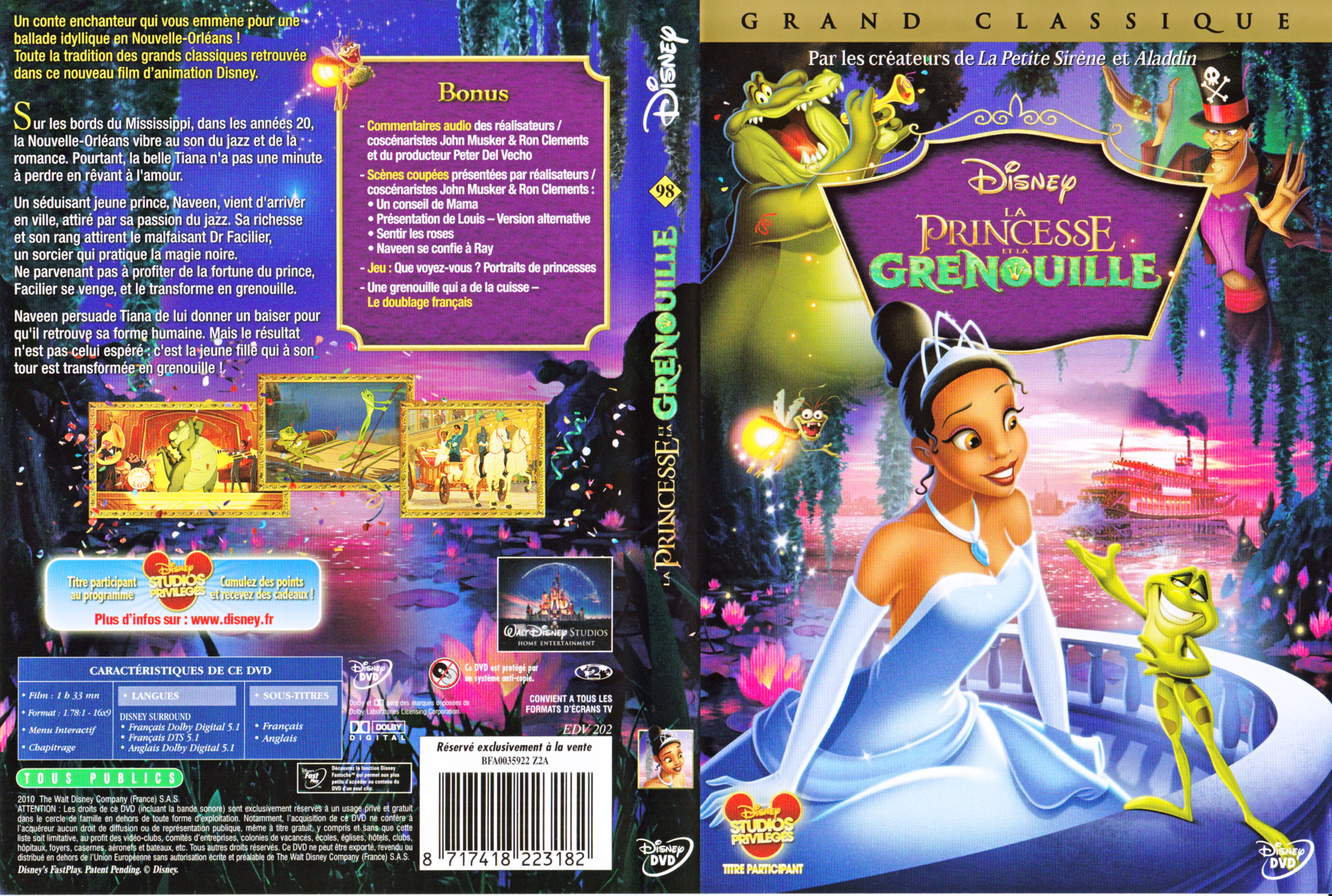 Jaquette DVD La princesse et la grenouille v2