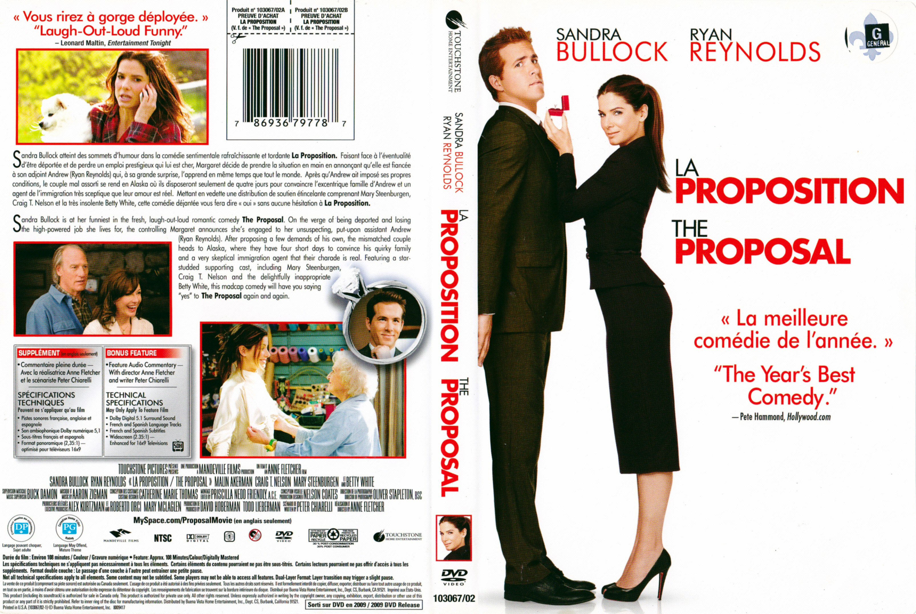 Jaquette DVD La proposition - The proposal (Canadienne)