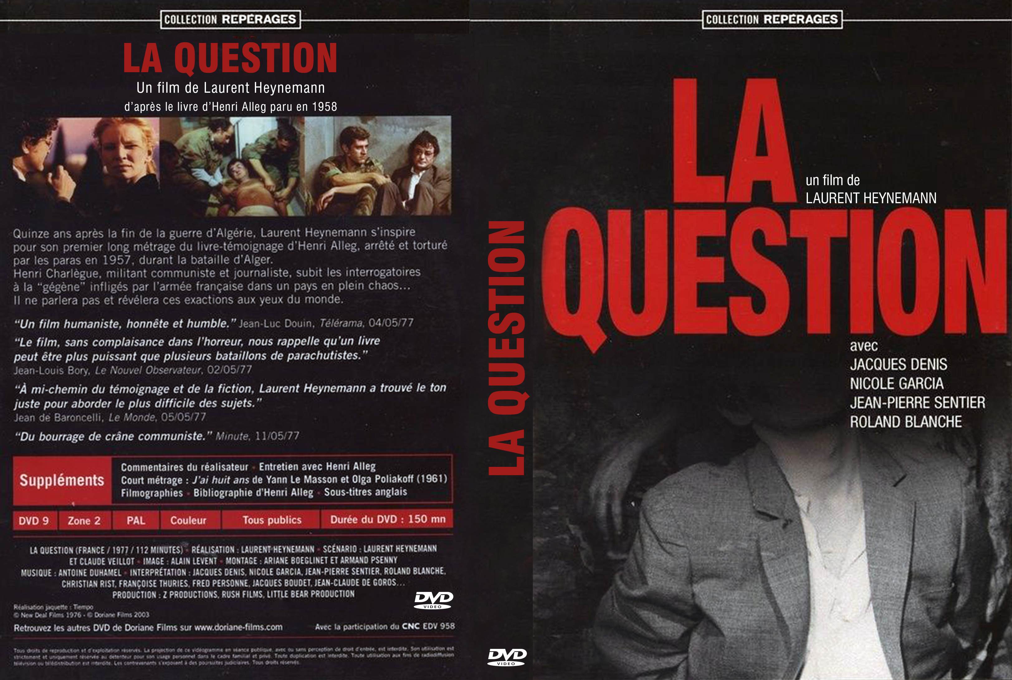 Jaquette DVD La question custom
