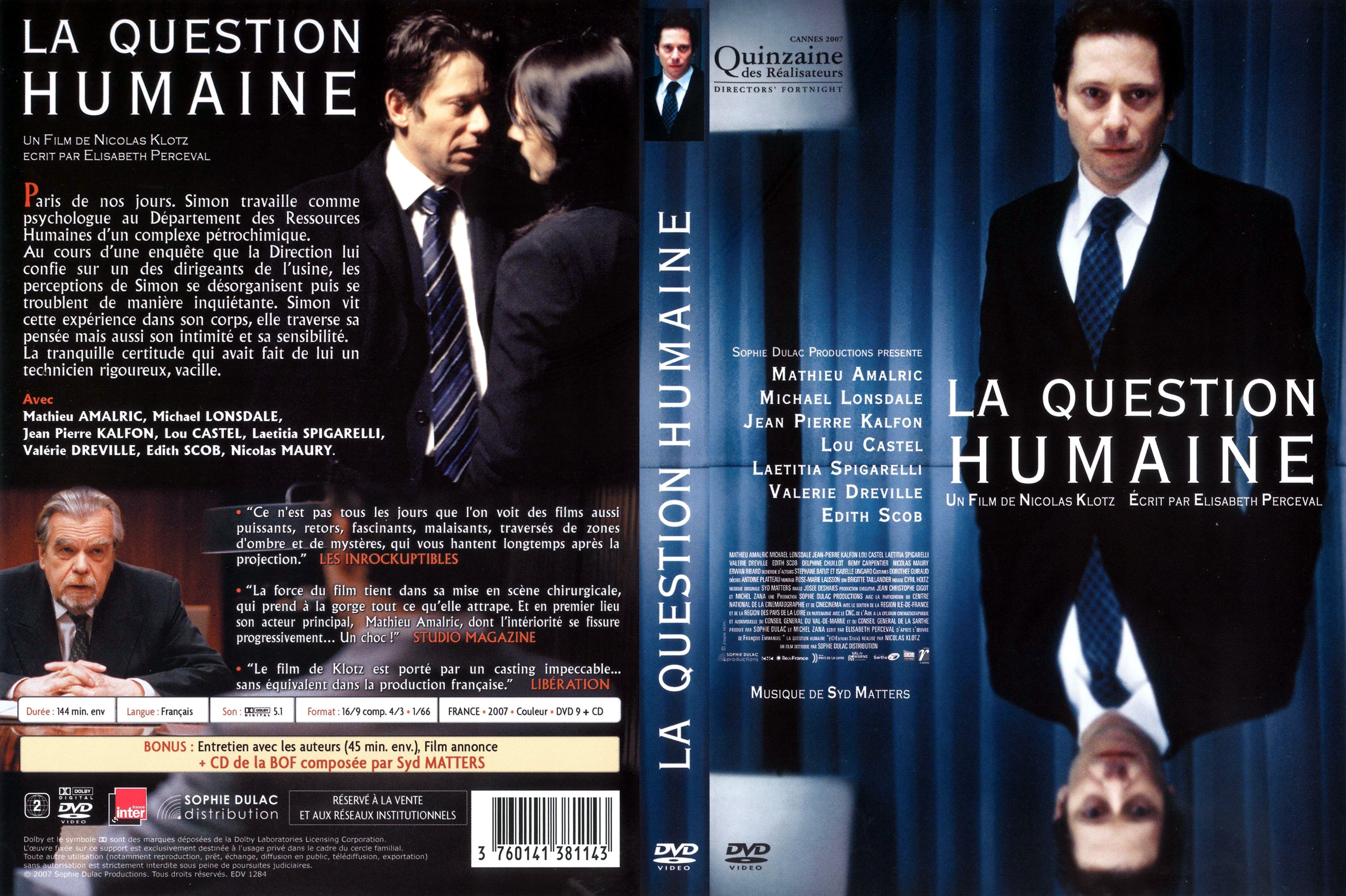 Jaquette DVD La question humaine