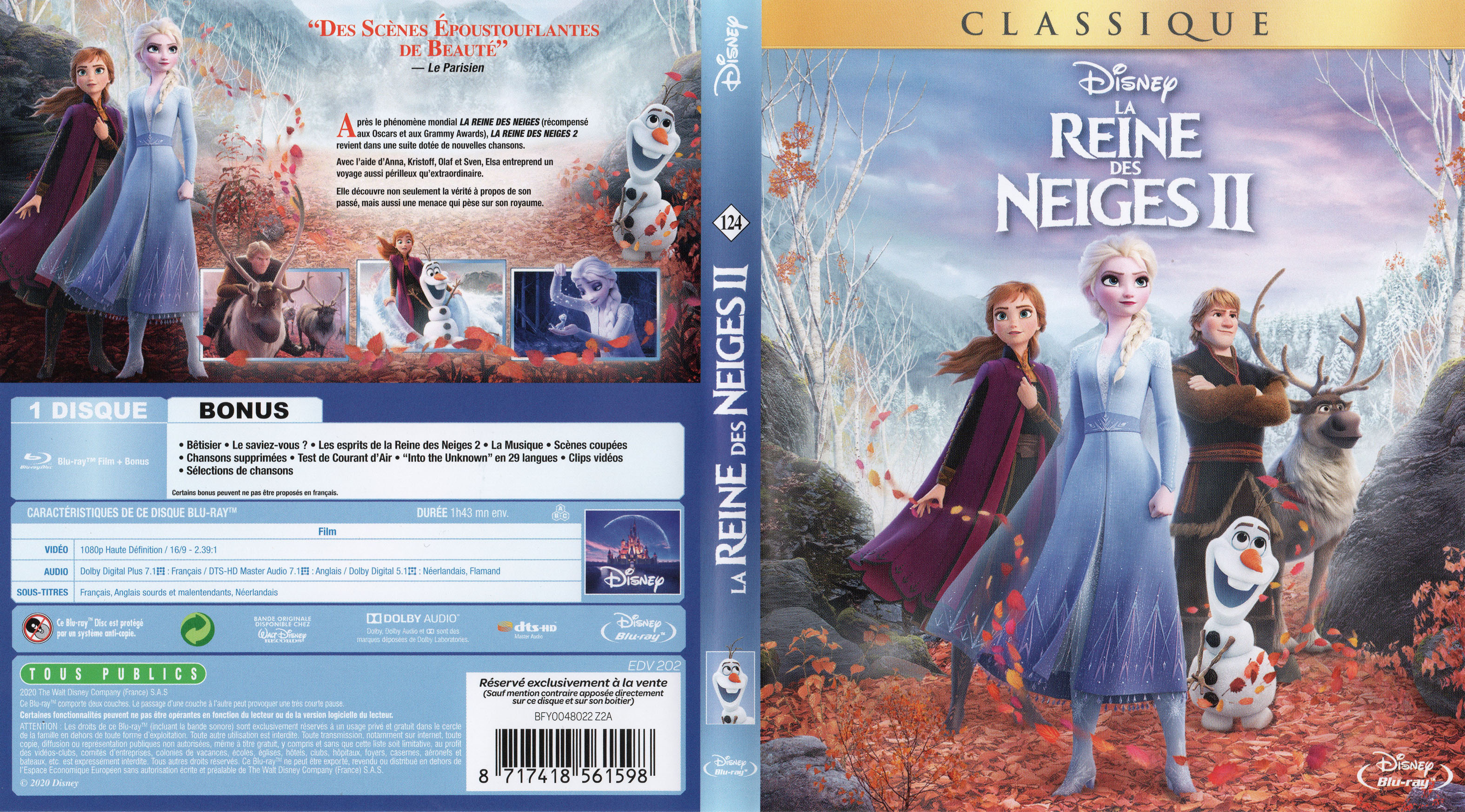 Jaquette DVD La reine des neiges II (BLU-RAY)