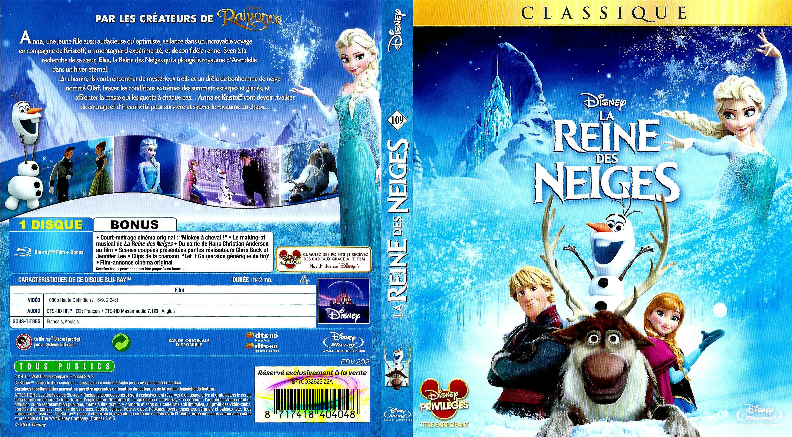Jaquette DVD La reine des neiges (2014) (BLU-RAY)