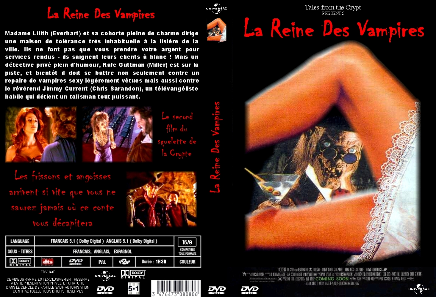 Jaquette DVD La reine des vampires (les contes de la crypte film 2) custom