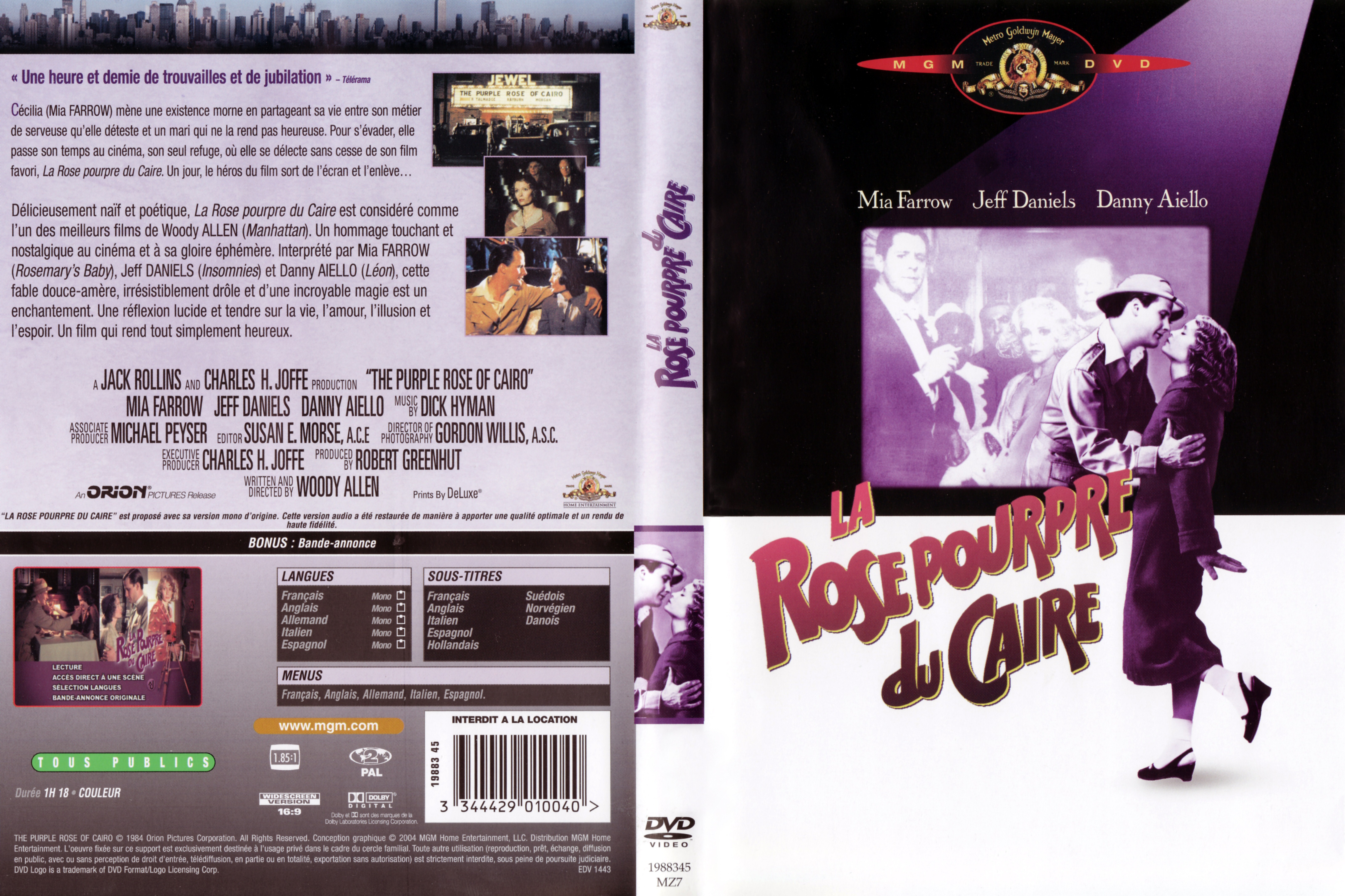 Jaquette DVD La rose pourpre du Caire